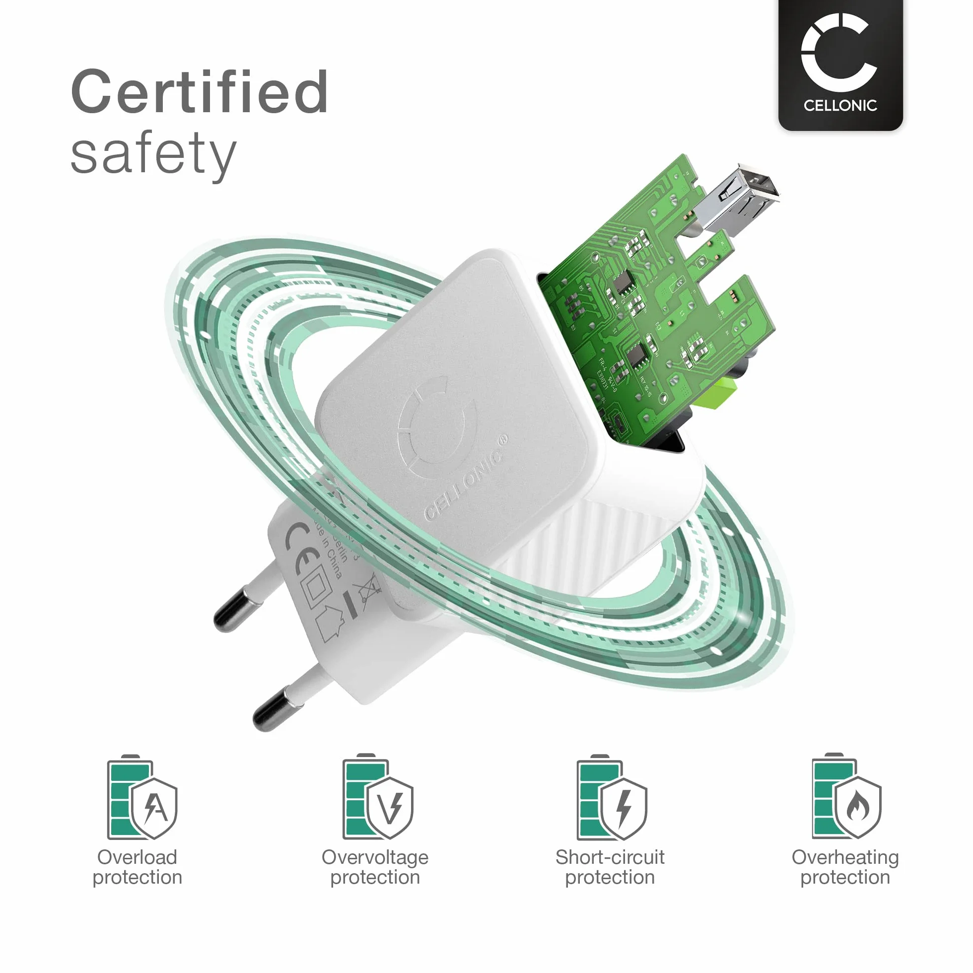 CELLONIC® Ładowarka USB szybka ładowarka do telefonu smartfona tabletu adapter zasilania wtyczka sieciowa