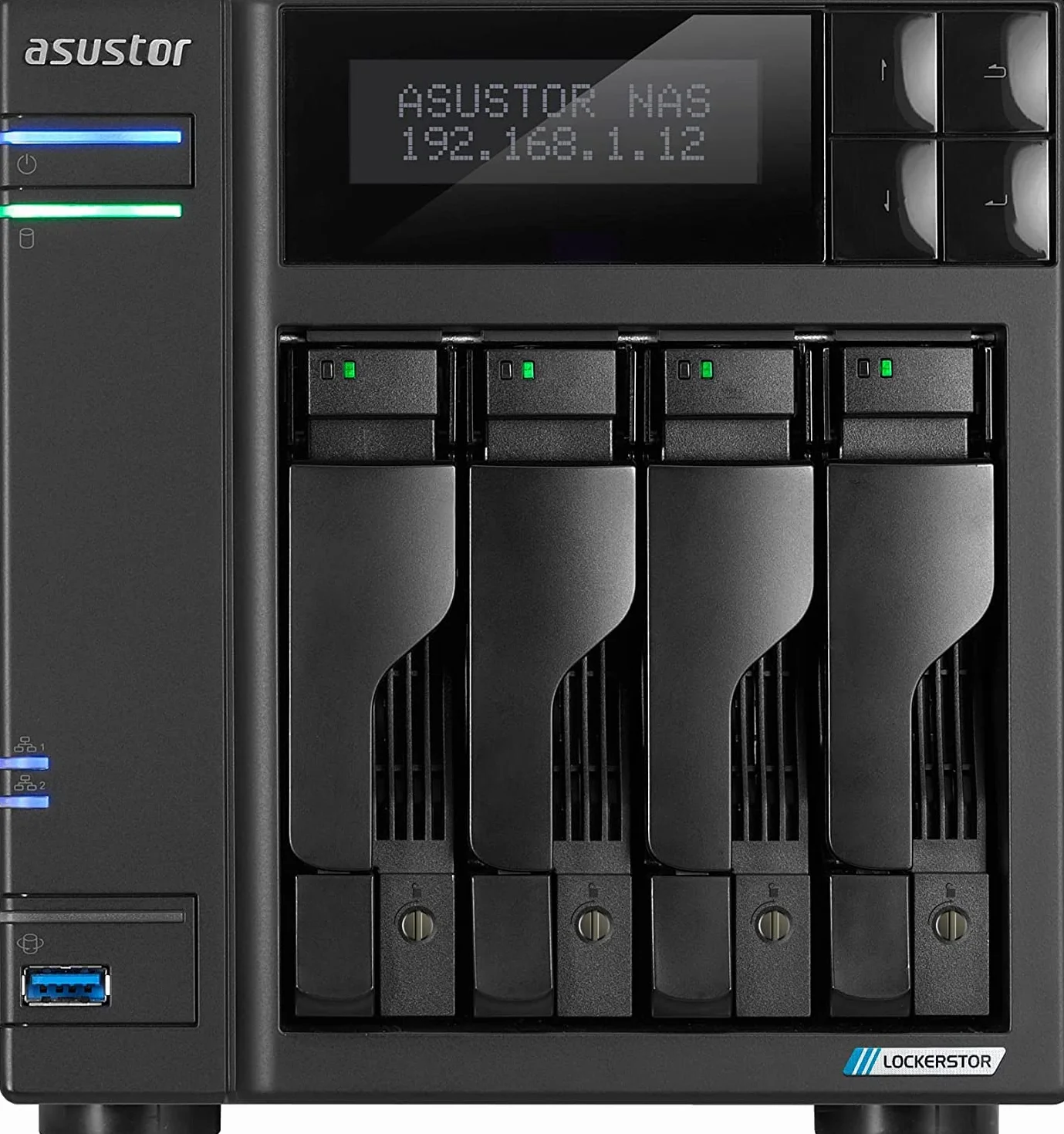 Asustor Lockerstor 4 Gen 2 AS6704T 4 Bay NAS obudowa pamięci sieciowej, Quad Core 2.0 GHz, 4 GB RAM DDR4