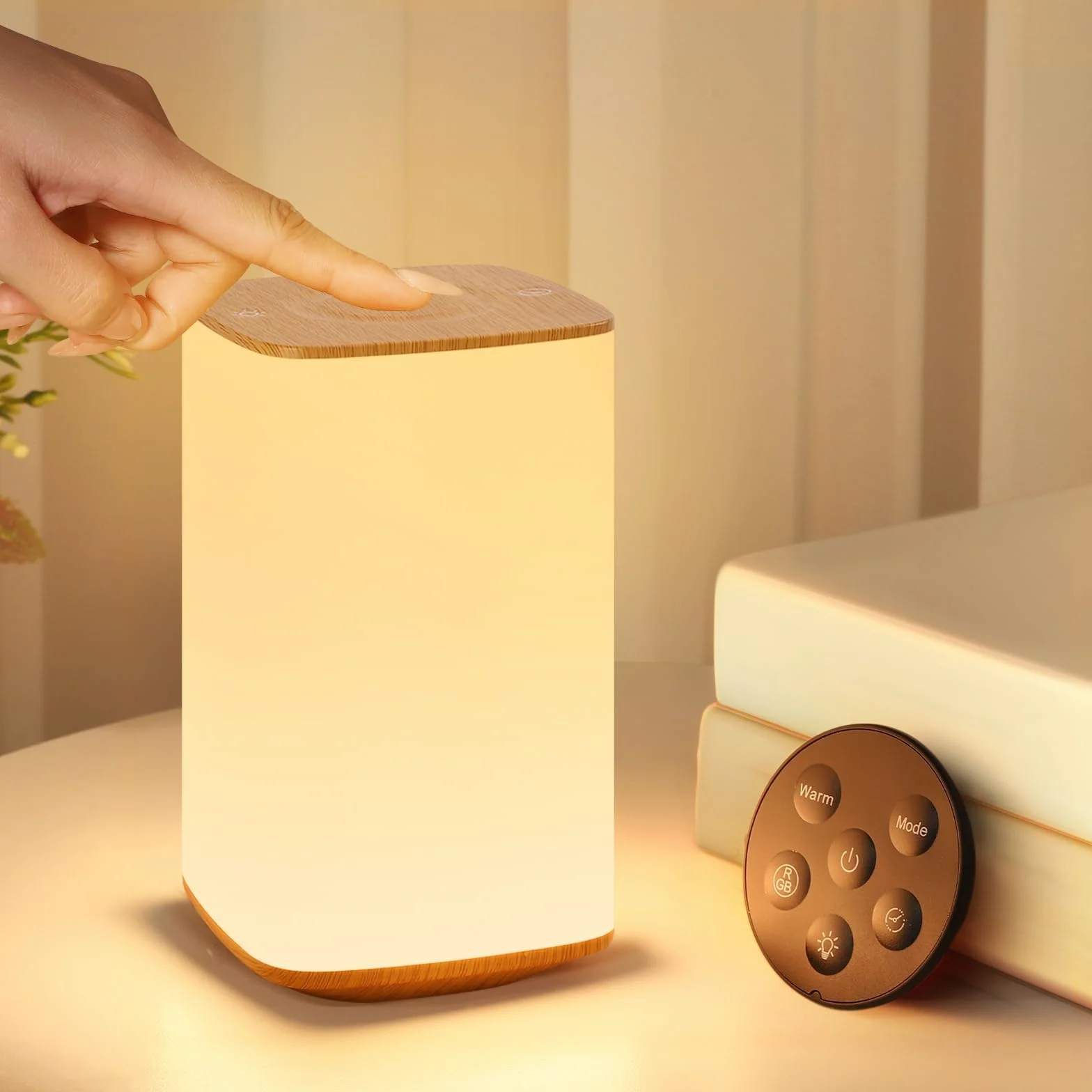 Bonsery Lampka nocna dotykowa, ściemniana, z 3 temperaturami barwowymi i 256 kolorami, 3000 mAh, akumulatorowa, lampa stołowa ładowana z pilotem zdalnego sterowania, lampka nocna dla niemowląt, z