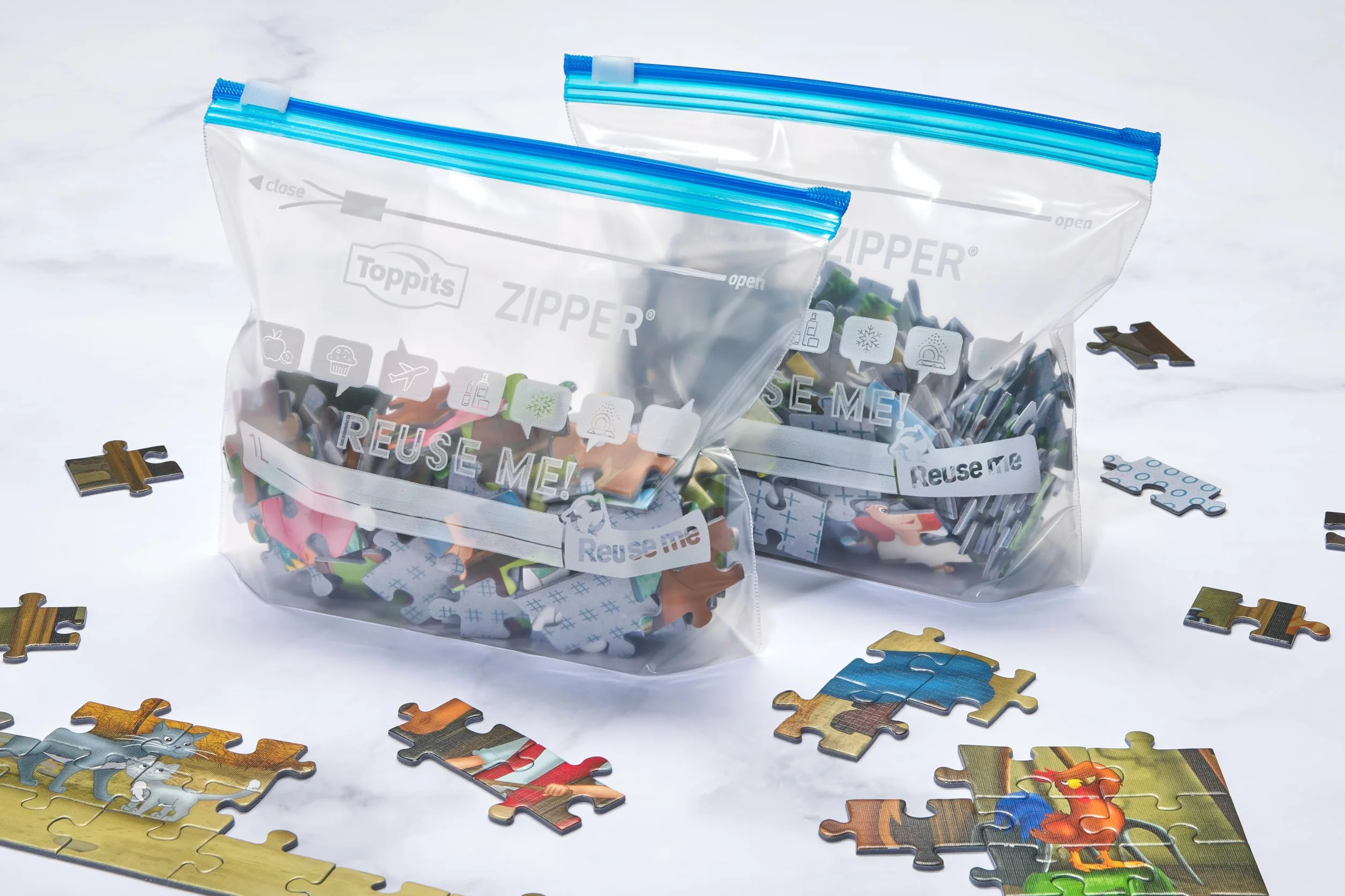 Toppits Zipper 209863 Woreczki Strunowe, Przezroczysty, 12 szt. / 1 l