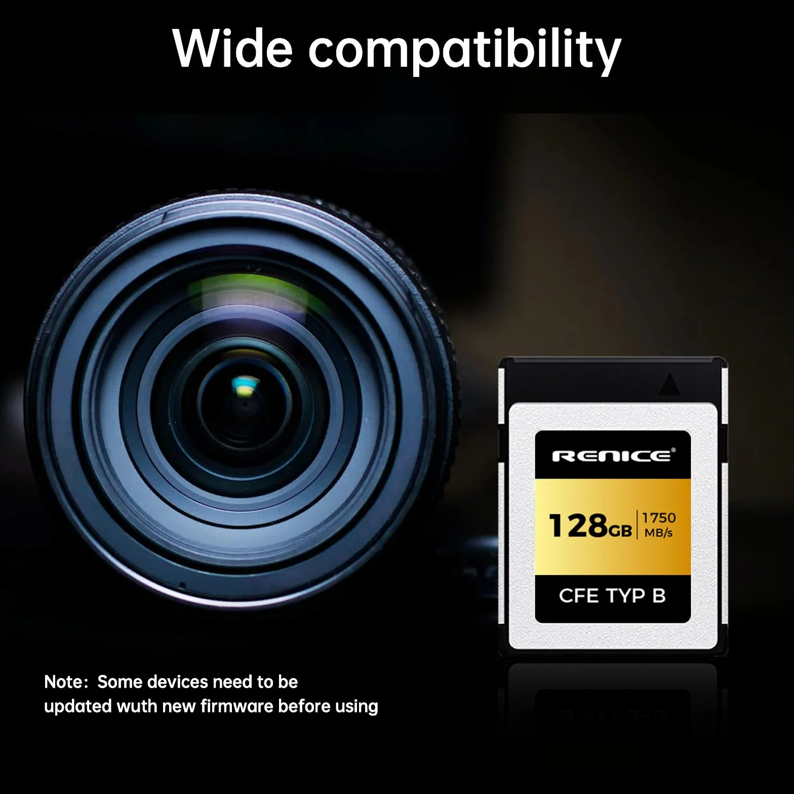 RENICE Karta Compactflash CFexpress Typ B 128GB Ciągłe odtwarzanie 1750MB/S Ciągłe pisanie 1500MB/S przyjmowanie trybu PCIe pSLC obsługa wideo w 8K dla profesjonalnego fotografa kamery