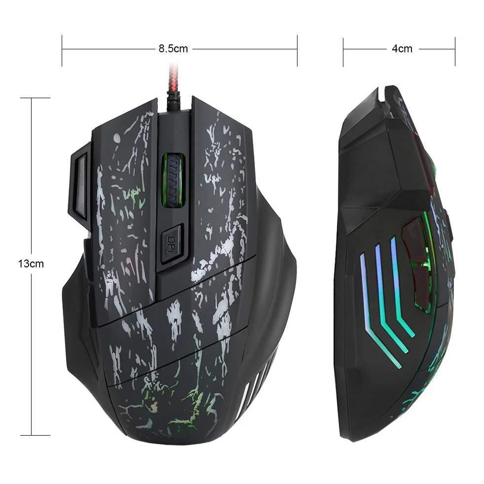 Myszka do gier, VBESTLIFE, 7 przycisków USB Wired Optical Game Mouse Light Myszki komputerowe do gier komputerowych dla 7/8/10/XP Vista Linux Mac