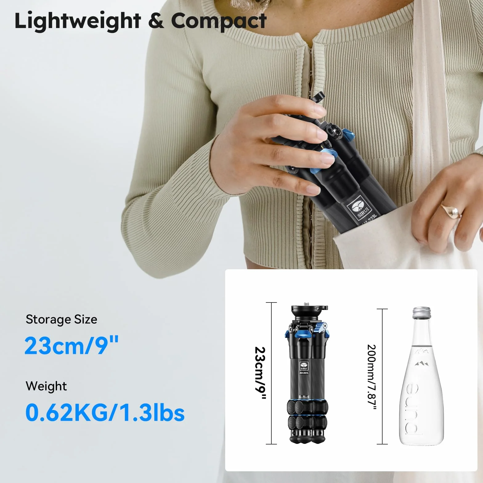 SIRUI AM-223L Mini statyw węglowy do kamery DSLR, 15 kg, 36 cm