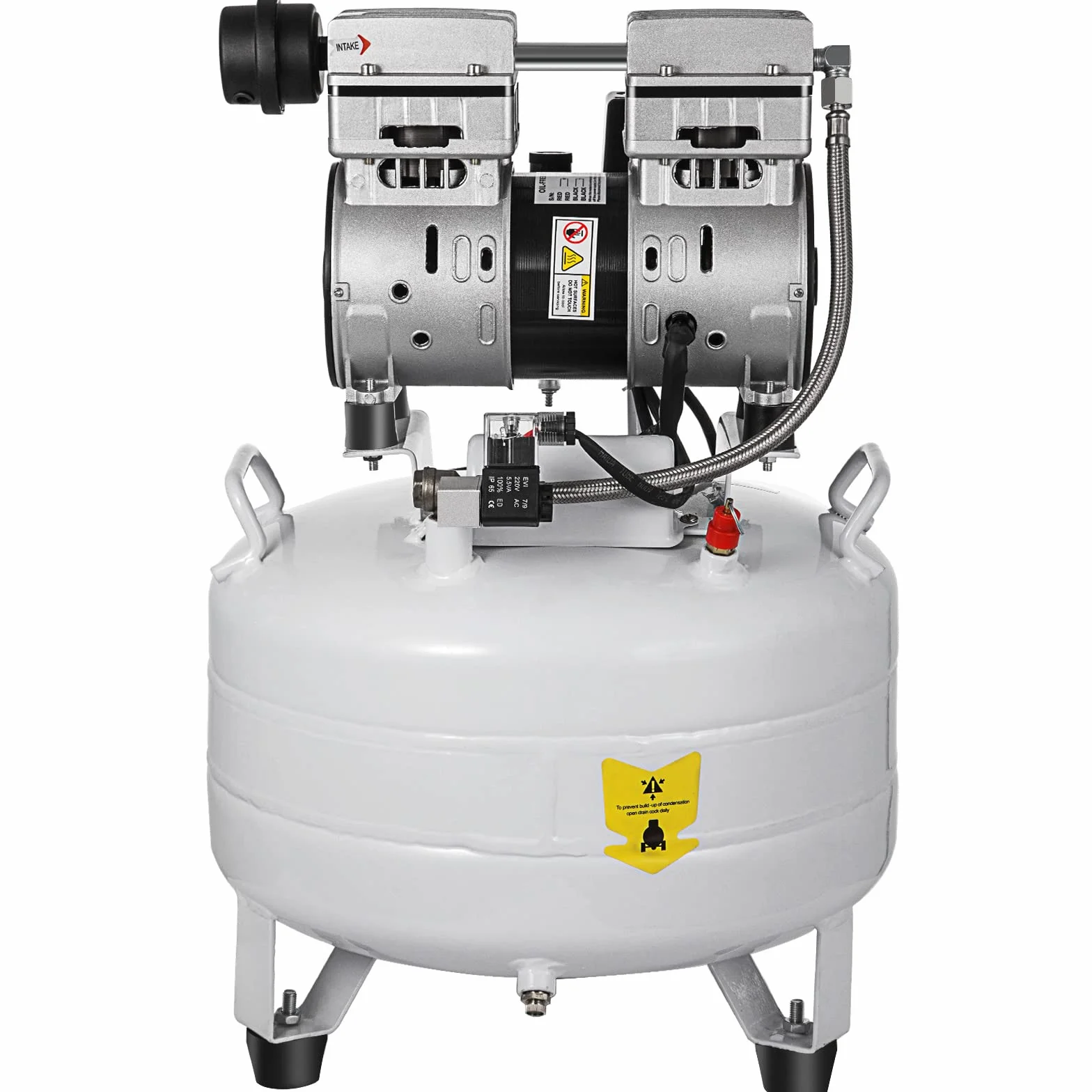 VEVOR Bezolejowa Sprężarka Powietrza 30L, 850W 1,1HP - Pionowa Sprężarka 165L/min, Narzędzie Warsztatowe do Naprawy Domu, Pompowanie Opon