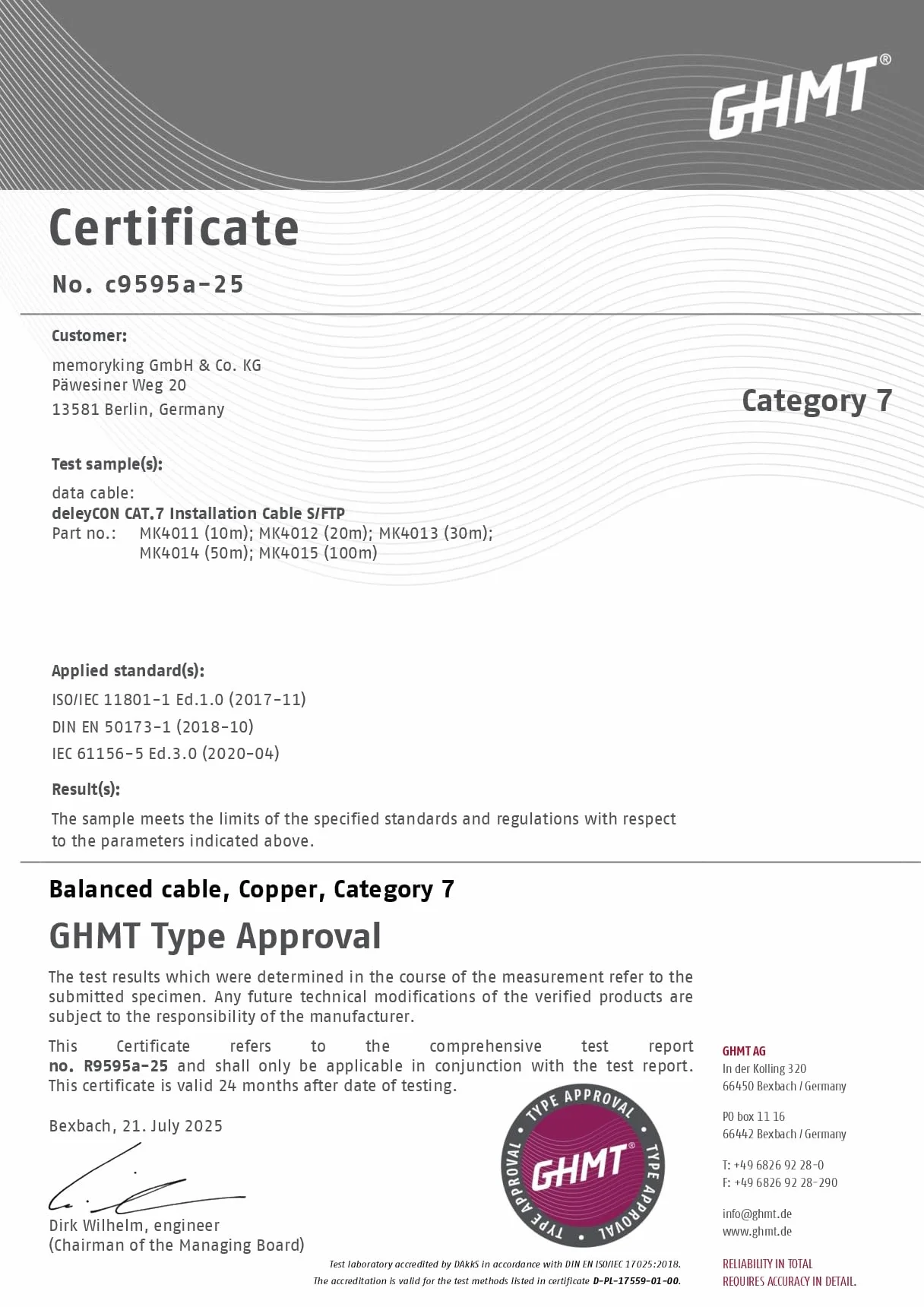 deleyCON CAT.7 Kabel do Instalacji Miedź Sztywny S/FTP PIMF LAN Ethernet Gigabit 10 Gbit 1000 MHz LSZH Bezhalogenowy 100m