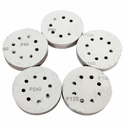 VIDOO 100szt 125mm 8 Otworów Krążki Ścierne Ziarnistość 60-240 Papier Ścierny