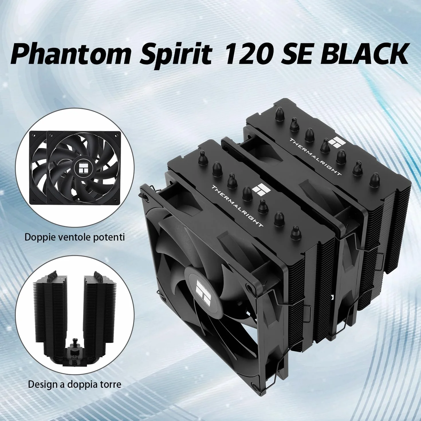 TR Phantom Spirit 120 SE Black CPU, chłodzenie procesora z 7 rurami cieplnymi, dwoma wentylatorami PWM 120 mm, AGHP 4.0, do AM4/AM5