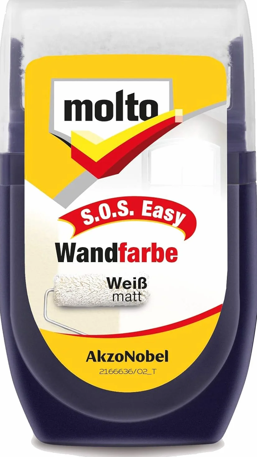 3 x Molto SOS Easy farba do ścian, wałek malarski biały matowy 30 ml i gąbka