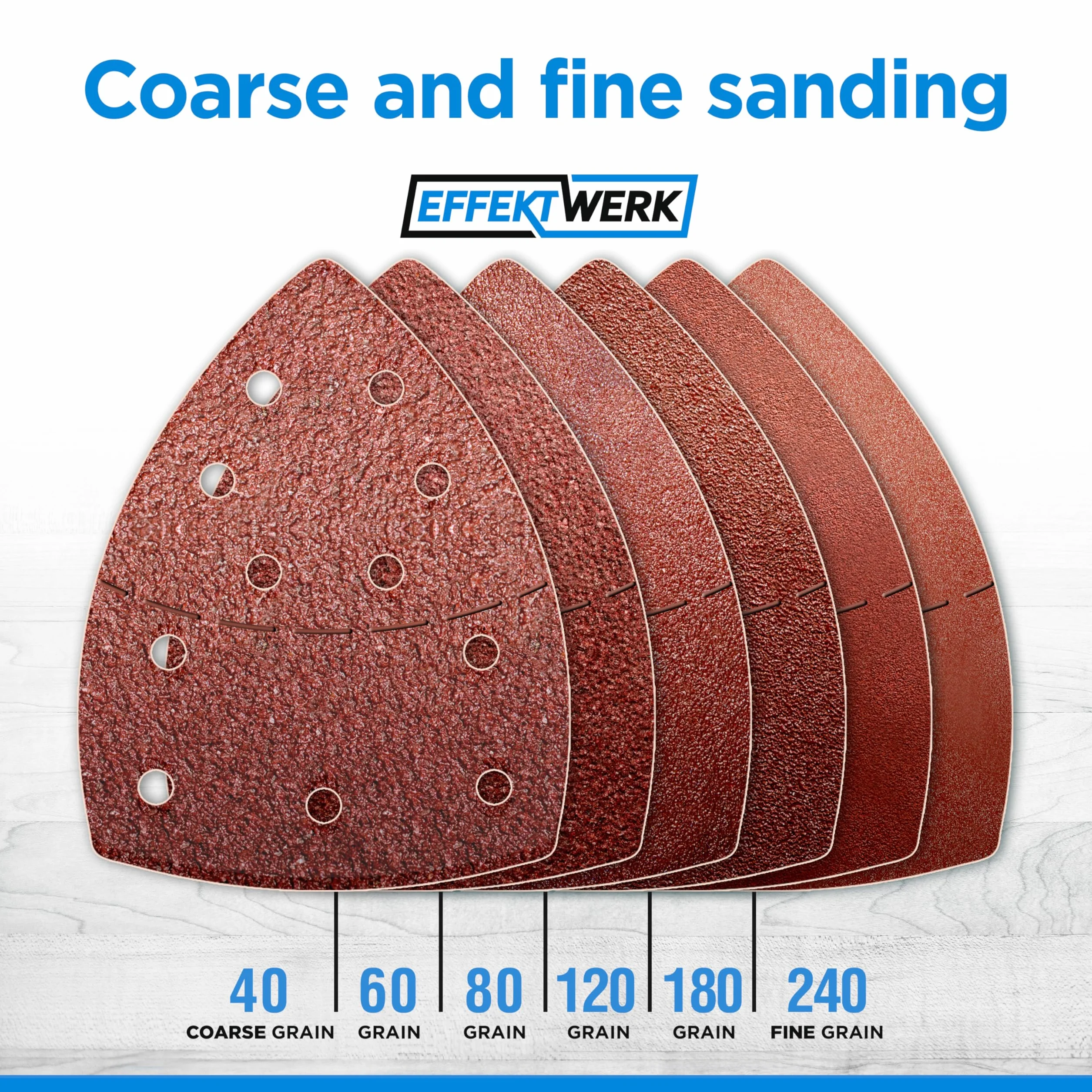 Delta Sandpapers - 120 Pack, 11 Holes - 105 x 152mm Triangle Sanding Pads for Triangular Sanding Machines - Multiple Grit Size (40, 60, 80, 120, 180, 240)