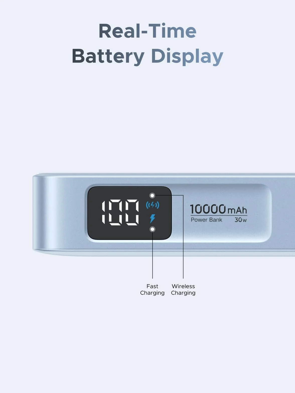 UGREEN MagFlow Magnetic Power Bank 10000mAh 25W Qi2 Magsafe z Wbudowanym Kablem USB-C i Wyświetlaczem LED Niebieski