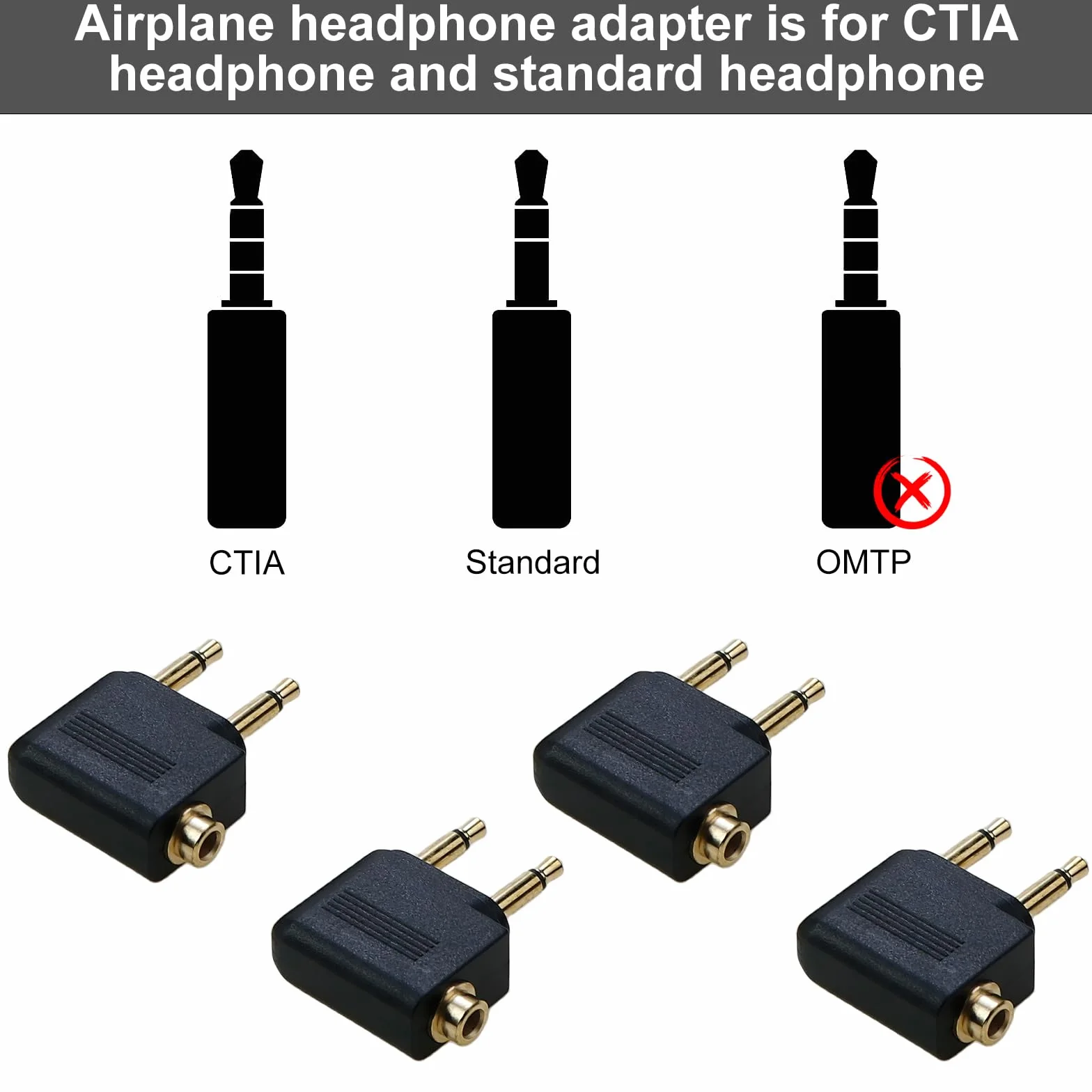 Adapter do słuchawek samolotowych 3,5 mm podwójny wtyczka audio zestaw