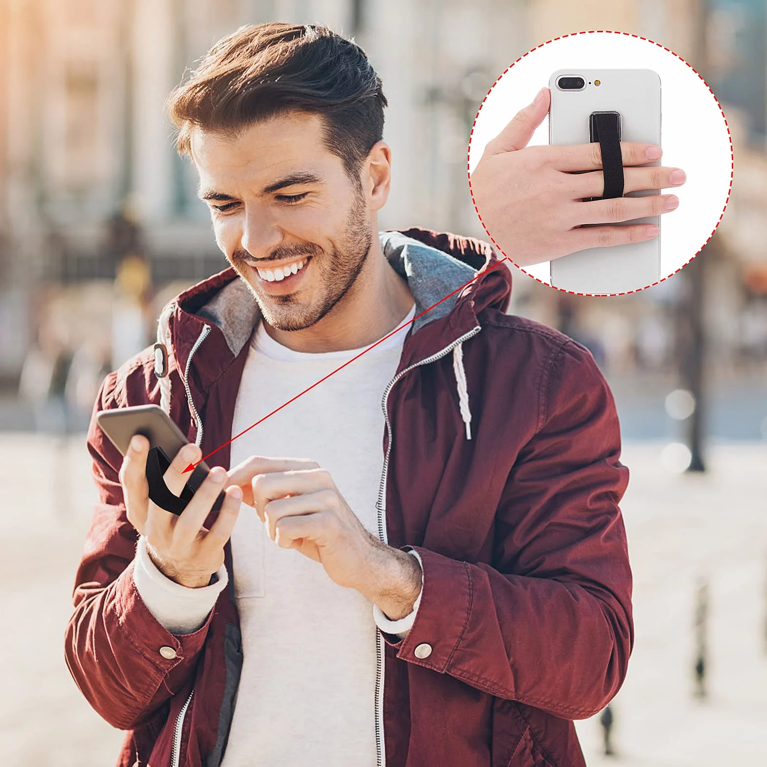 Molain Uchwyt na telefon z paskiem na palec 4 szt. stojaków do smartfonów i małych tabletów czarny