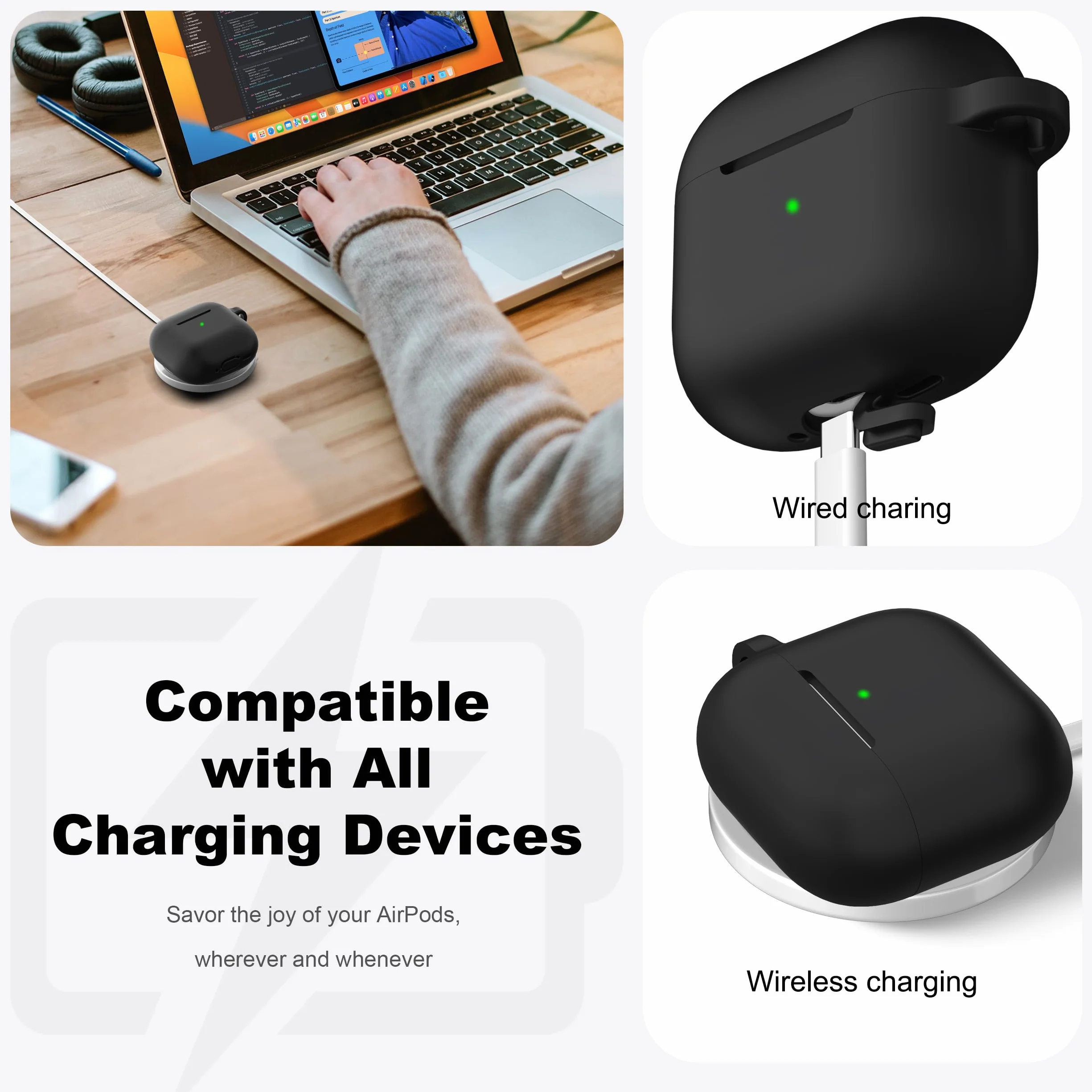 Etui do AirPods 4 R-fun silikonowa z breloczkiem zestaw do czyszczenia