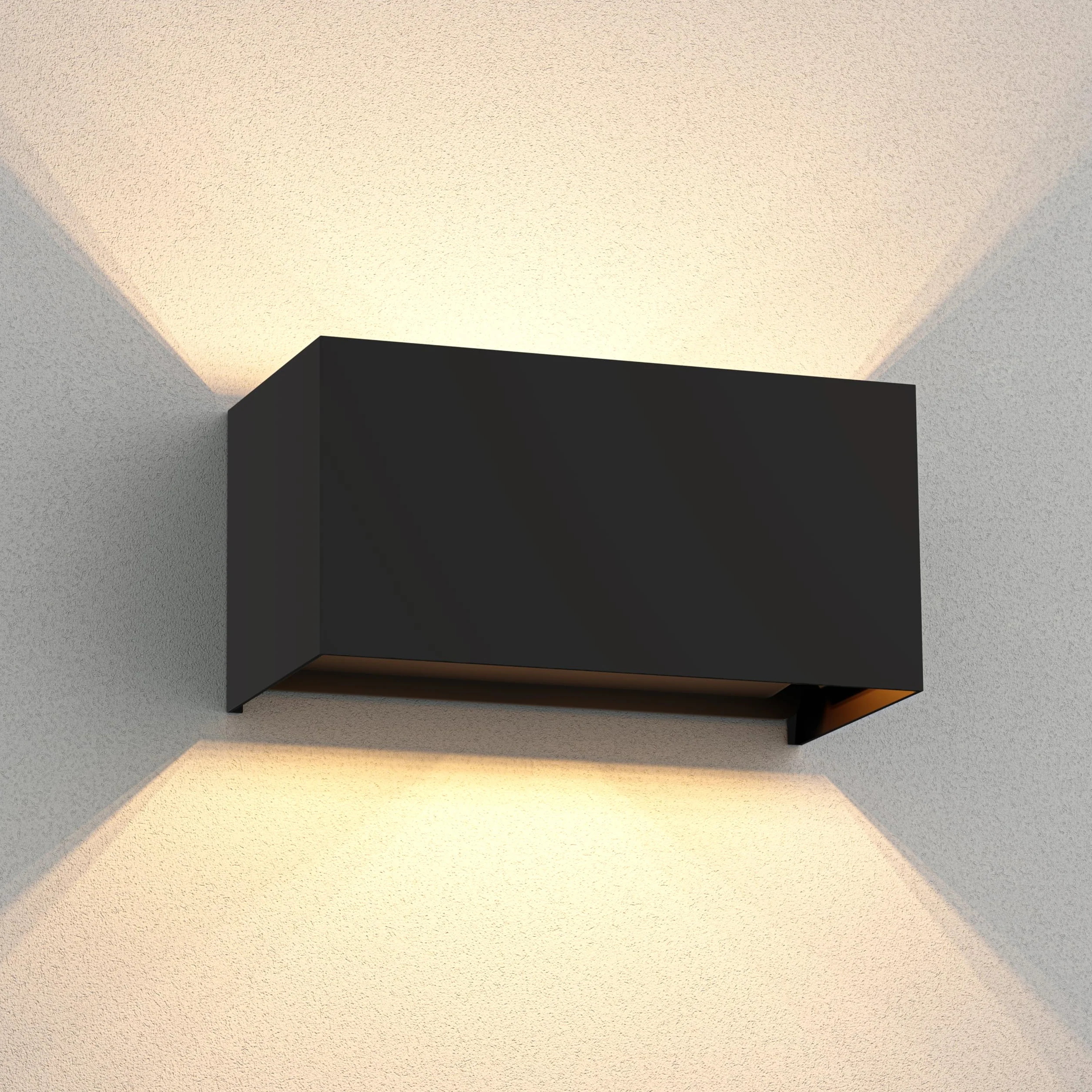 ledscom.de Lampa ścienna CUBEL na zewnątrz, IP65, góra/dół, czarny mat, kątowa, 2x G9 maks. 10W