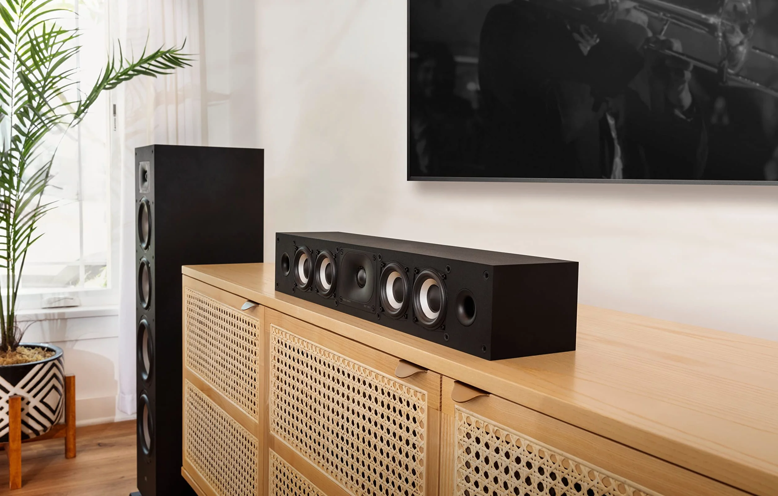 Polk Audio Monitor XT35BK smukły głośnik centralny, certyfikat Hi-Res, kompatybilny z Dolby Atmos i DTS:X (sztuka), Czarny