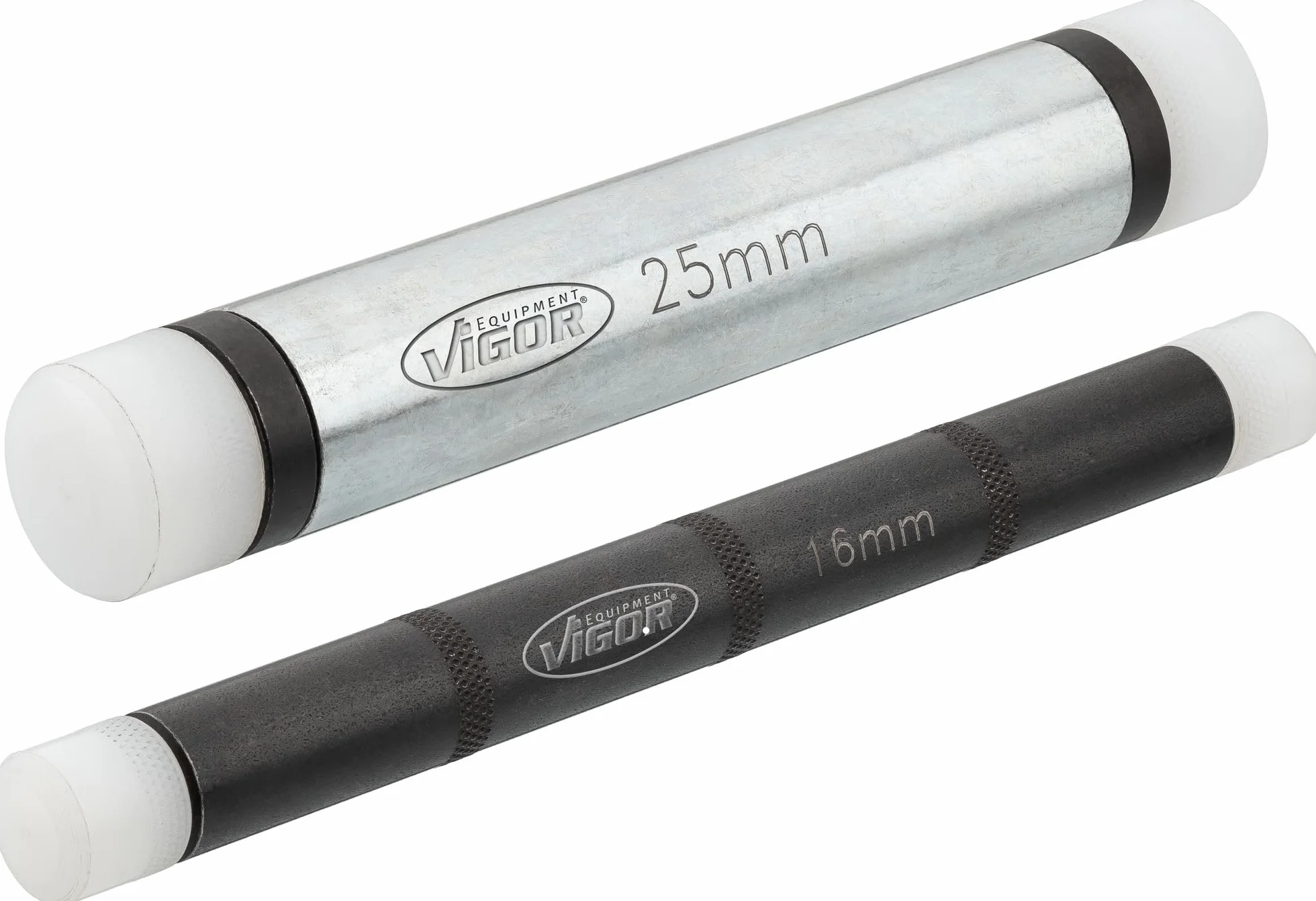 VIGOR Zestaw pałeczek udarowych V1001/2, 2-częściowy, 16 mm i 25 mm, bez odrzutów, z wymiennymi nylonowymi nasadkami i przedłużeniem do młotka