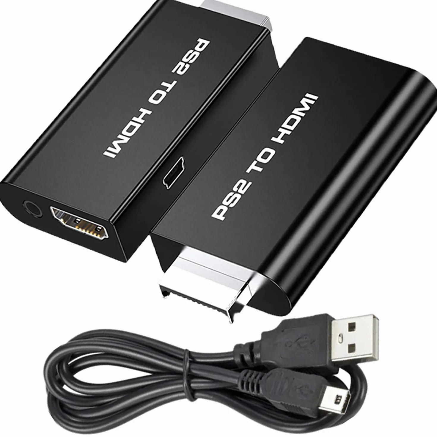 Retoo Konwerter PS2 na HDMI z dźwiękiem 3,5 mm, adapter do monitora HDTV