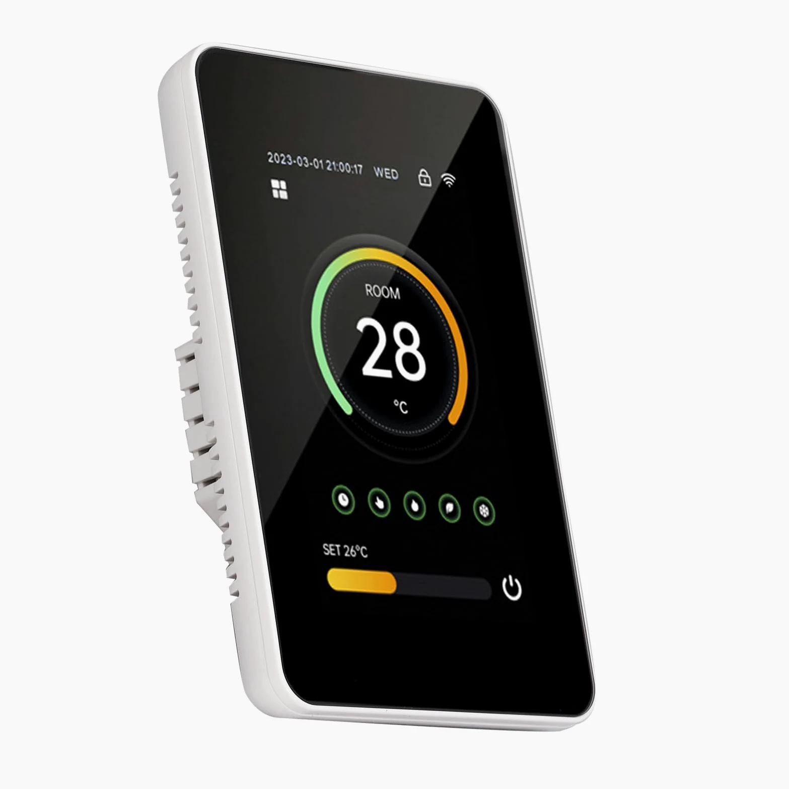 FTVOGUE Inteligentny Termostat WiFi Cyfrowy Ekran Dotykowy Termostat Ogrzewania Podłogowego 100 do 250VAC 3A Sterowanie aplikacją Pionowy Ekran od 41 do 158 Fahrenheita Ogrzewania Wody w Domu (3A)