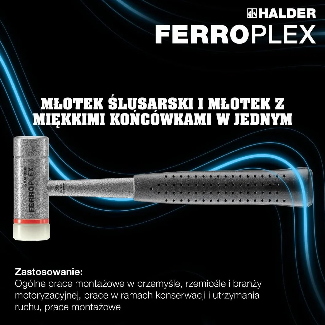 HALDER Młotek wielofunkcyjny, płaski, ergonomiczny | Stal stopowa, stal | 30 mm, 3677.030 g
