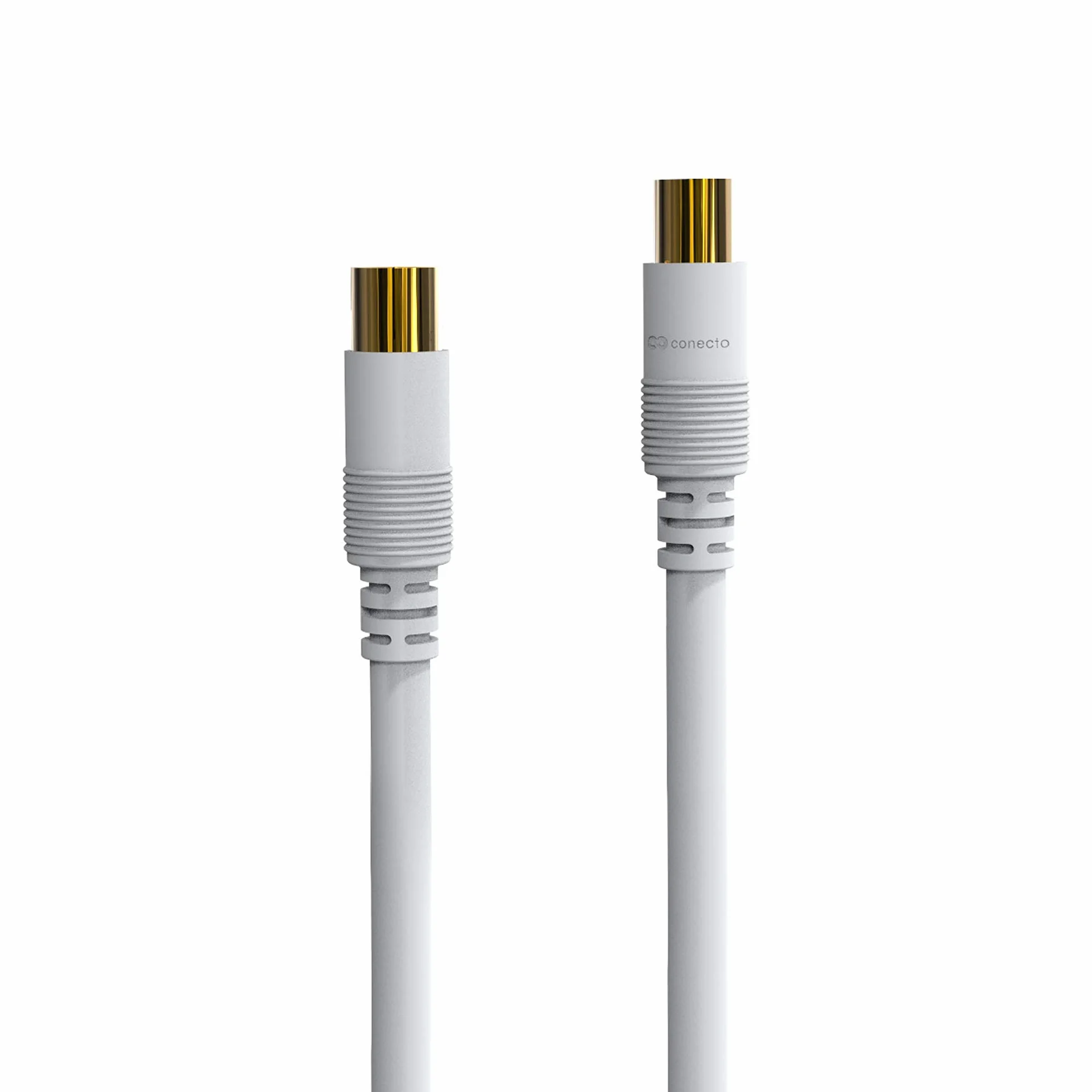 Conecto HQ kabel antenowy DVB-C, DVB-T/T2-4K UHD 1080p Full HD HDTV 3D, koncentryczny, wtyczka TV/gniazdo, podwójne ekranowanie, pozłacana wtyczka, biały, 1,5 m