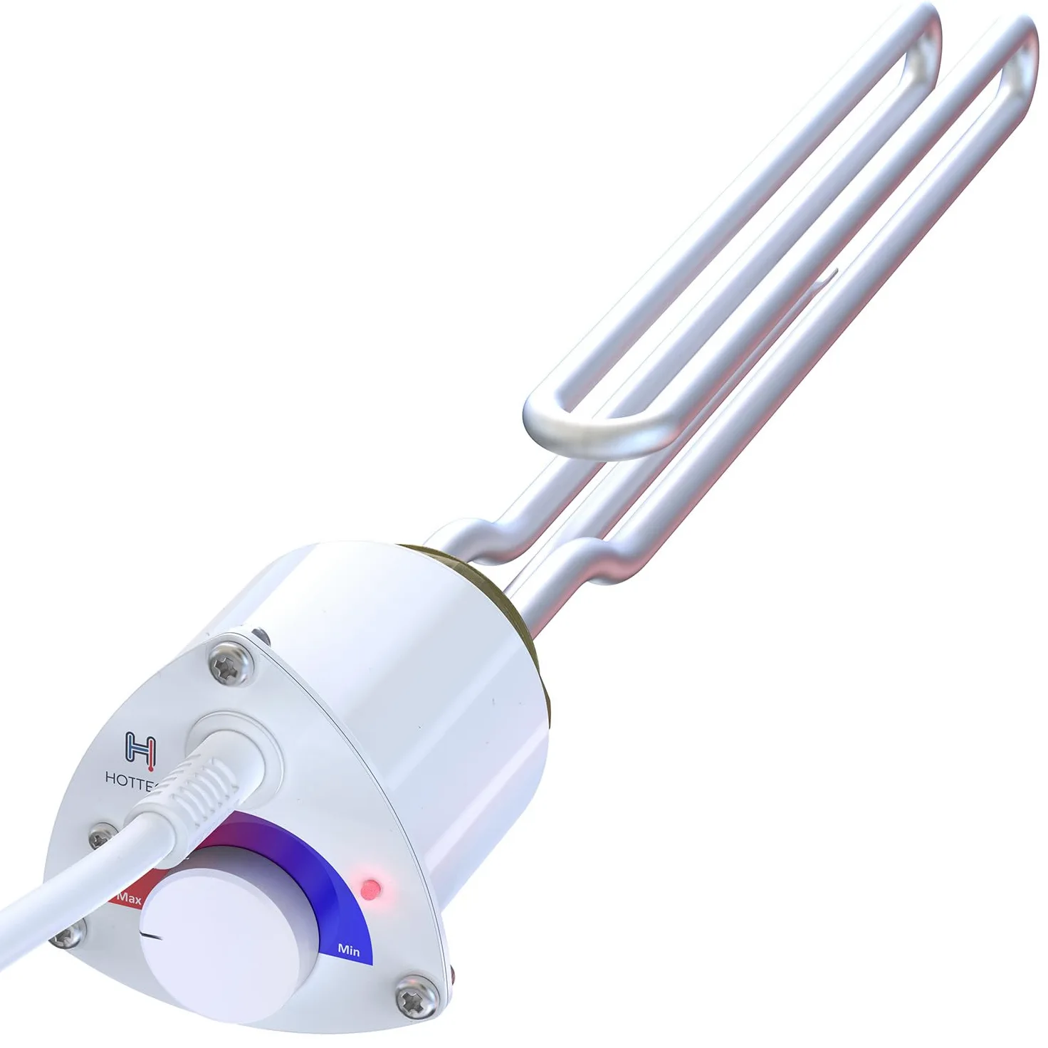 grzałka elektryczna do kotła grzewczego, bojlera – wkład grzewczy z wtyczką Uni-Schuko i regulatorem temperatury, termostat, wymiennik ciepła, biała, 230 V, 3000 W, 6/4"