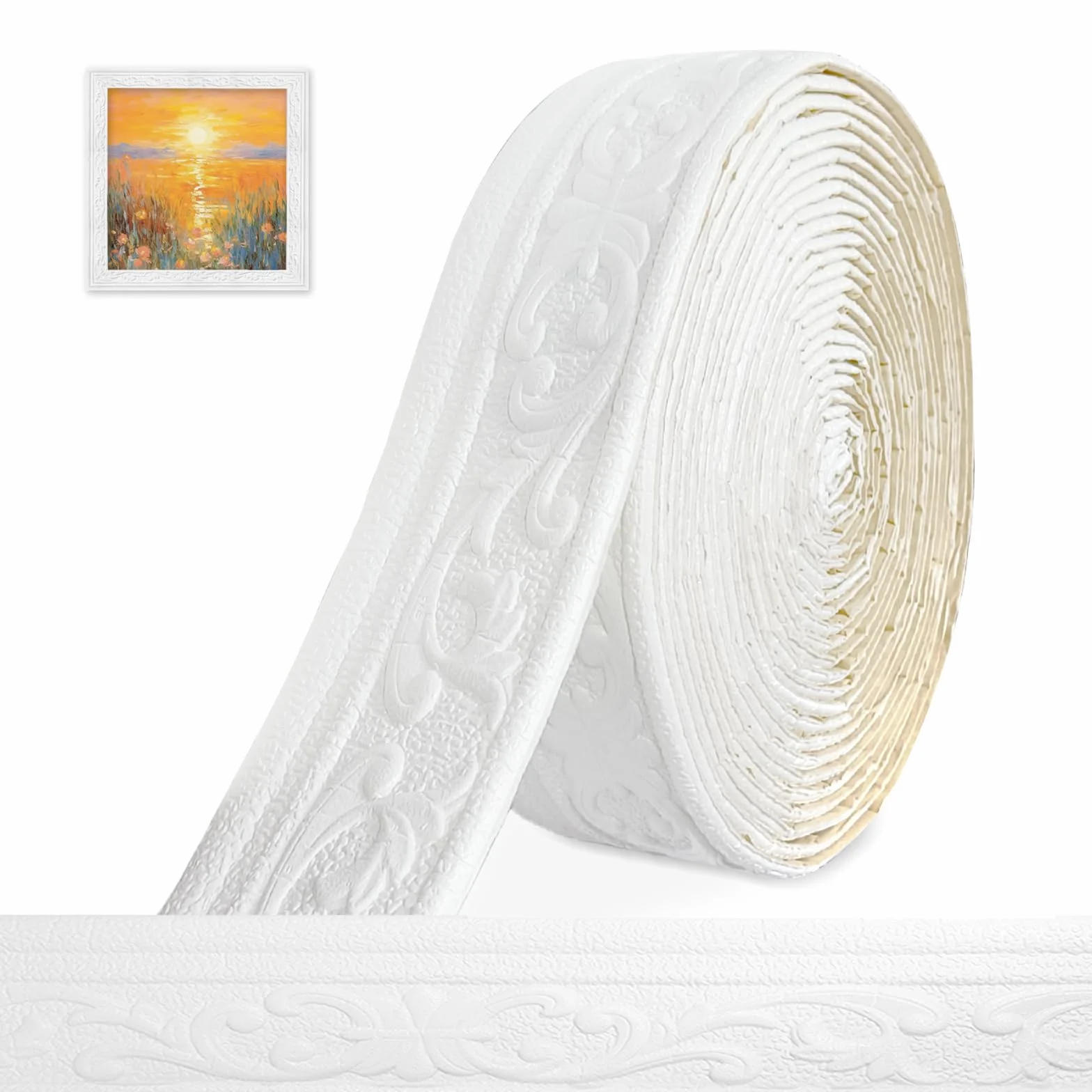 Bordiura samoprzylepna listwa sztukatorska 3D na ścianę – 10 m x 8 cm x 5 mm – listwy ozdobne, samoprzylepna, wodoodporna bordiura ścienna, listwy samoprzylepne, do narożników, linii, dekoracji sufitu