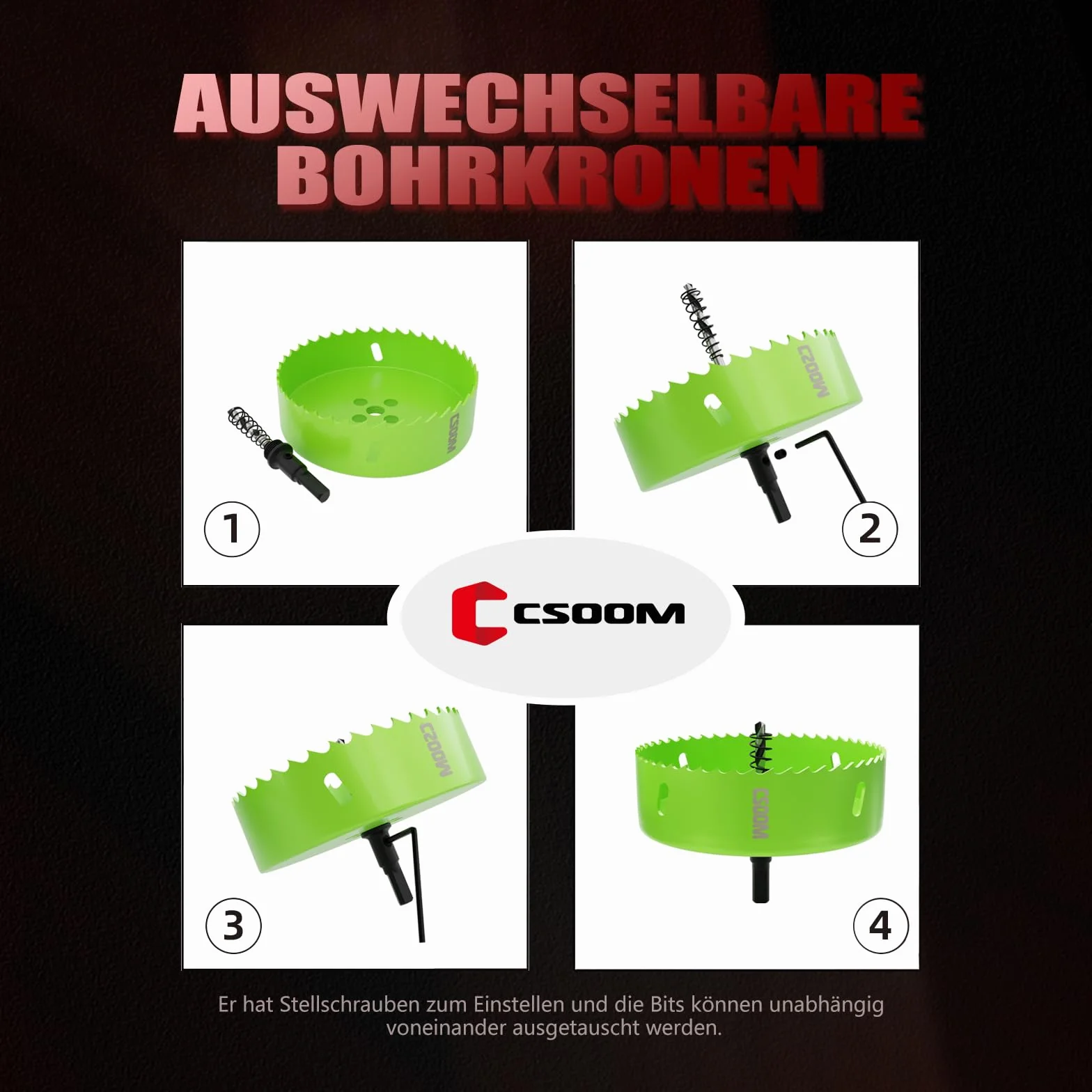 CSOOM 68 mm Bi-metal otwornica koronka wiertnicza do prac w płytach gipsowo-kartonowych, tworzywie sztucznym, drewnie, cienkim metalu, cienkiej blasze stalowej, wydajne narzędzie wiertnicze