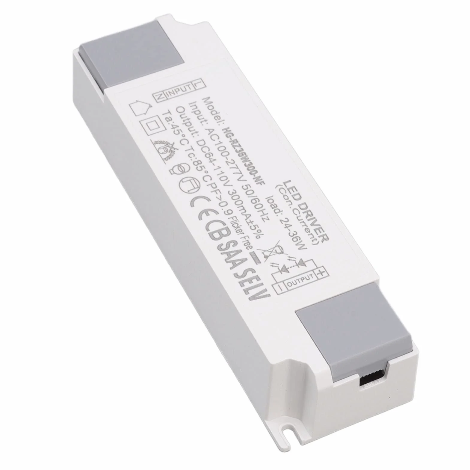 Syrisora ​​LED Driver Obciążenie Zasilanie Złącze Napędu Transformator do Oświetlenia LED 24-36W 300mA Wejście AC100-277V Wyjście DC64-110V