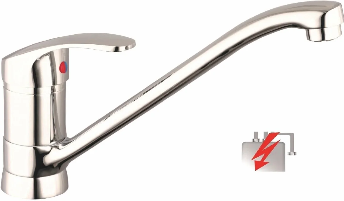 SCHÜTTE 35490 CELLINO niskociśnieniowa bateria kuchenna obracana o 360°, kran kuchenny z funkcją zapobiegania dobiegowi, bateria mieszająca z mieszaczem jednouchwytowym, armatura zlewozmywakowa, chrom