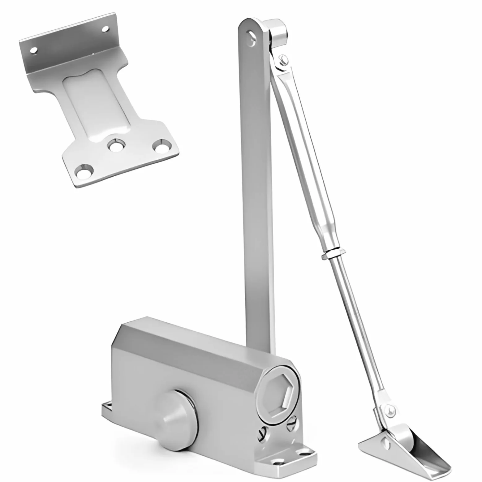 Automatyczny samozamykacz do drzwi przeciwpożarowych, aluminiowy, hydrauliczny samozamykacz do drzwi sztormowych, pasuje do drzwi o szerokości do 91 cm, cichy, z odwracalną płytą montażową