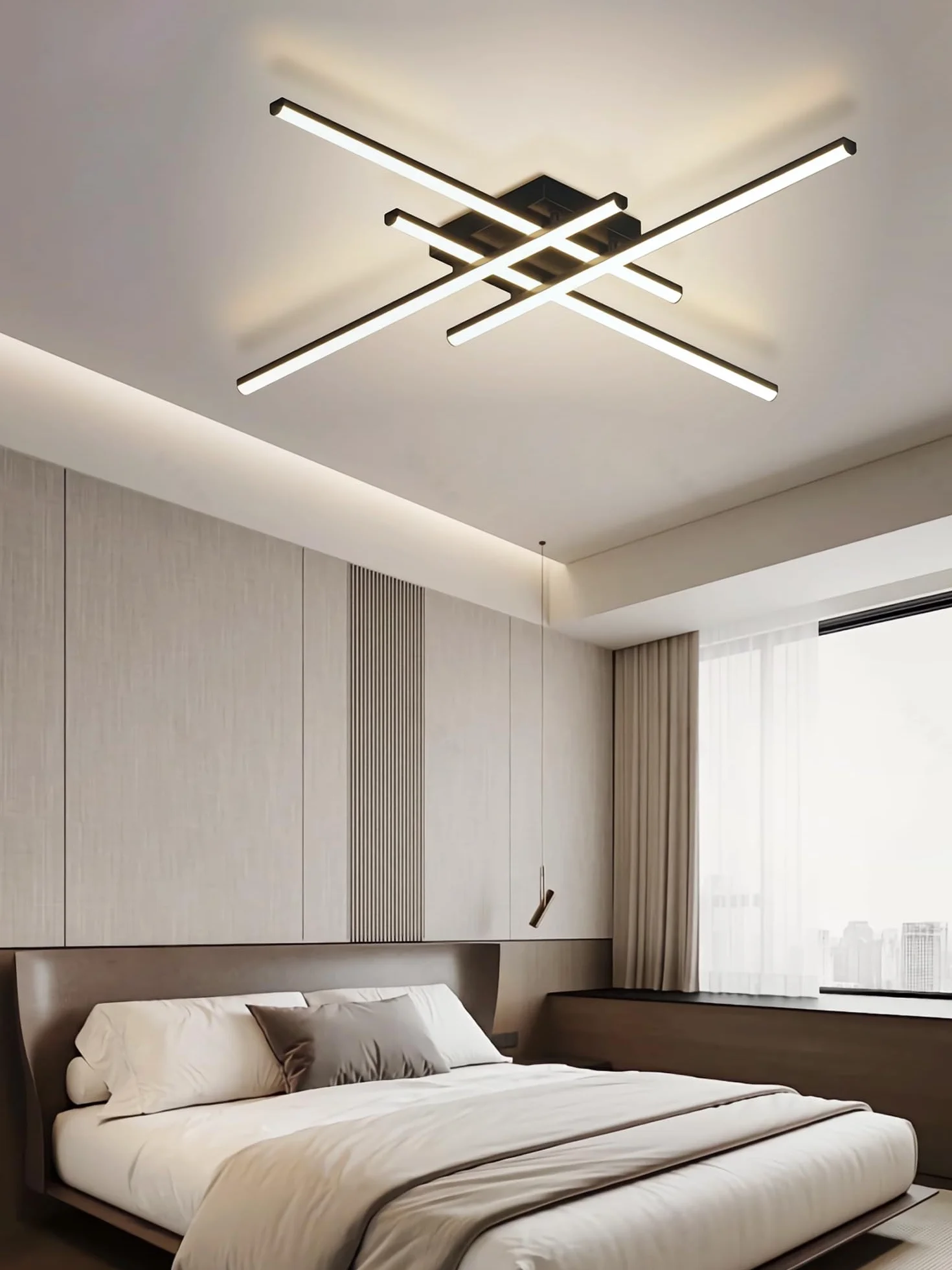 Nowoczesne lampy sufitowe Lampy sufitowe LED 6000k / 4000k/3000k Nowoczesne lampy sufitowe o minimalistycznym designie odpowiednie do sypialni korytarzy salonów jadalni i kuchennych (Czarny,4głowice)