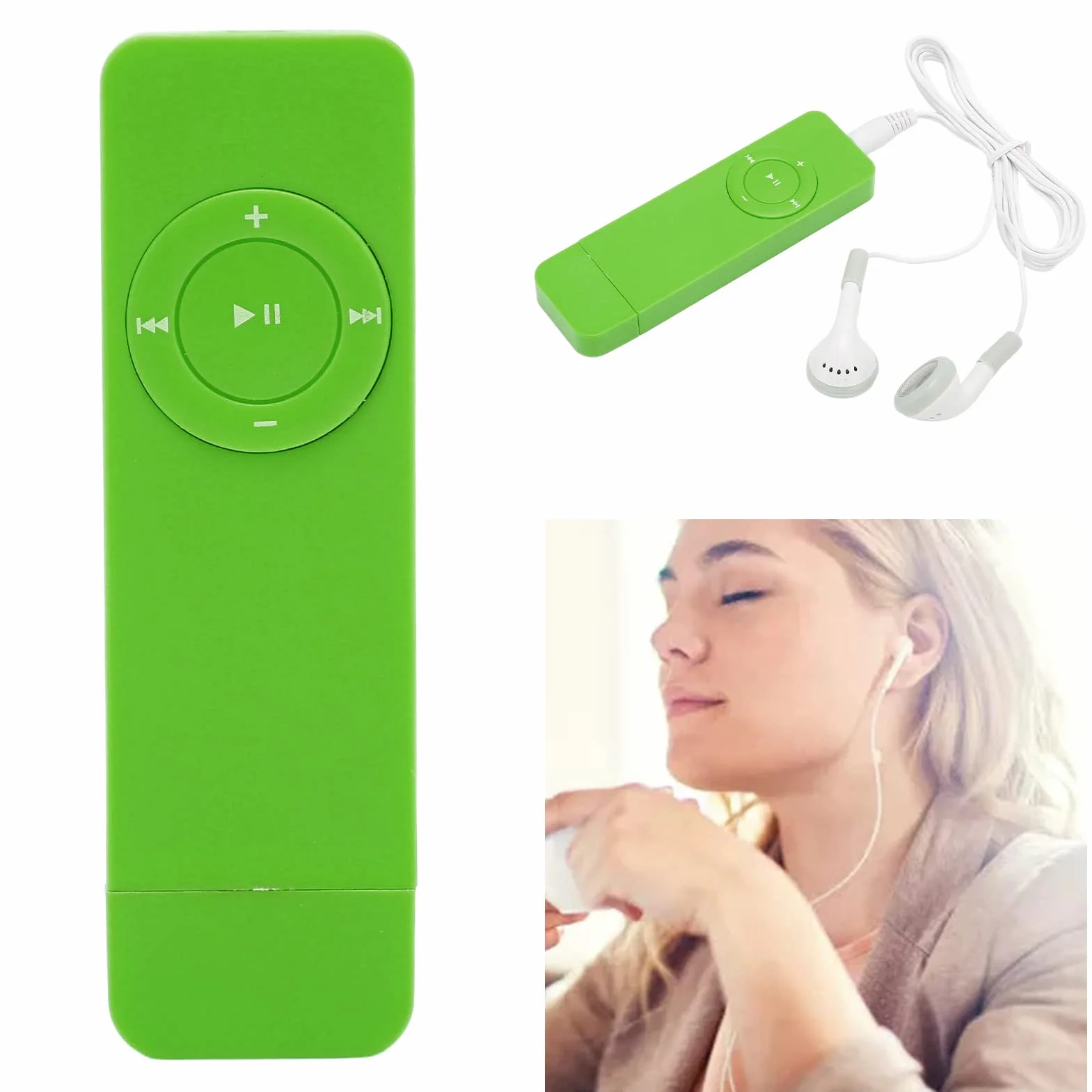 Mini Odtwarzacz Muzyczny, Przenośny Bezstratny HIFI MP3 ze Słuchawkami, 180mAh Student Obsługa Karty Pamięci 64G, do Pracy Studyjnej Sportowej (Zielony)