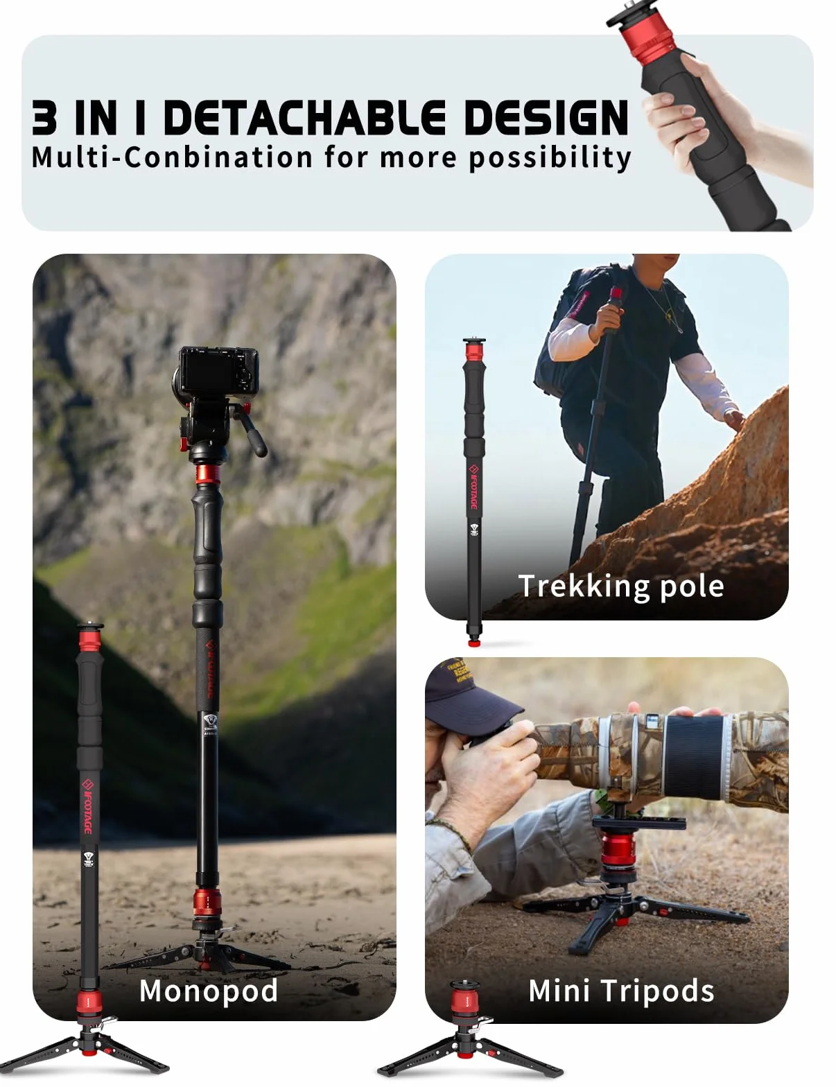 IFOOTAGE Cobra 3 A150S Monopod Strike z głowicą płynu 159.9 cm