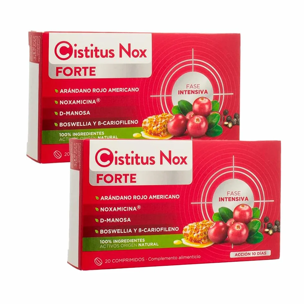 PACK 2 - CISTITUS NOX Forte 20 Tabletki - Suplement żywności z żurawiną. Składniki pochodzenia naturalnego - bez laktozy/odpowiednie dla diabetyków