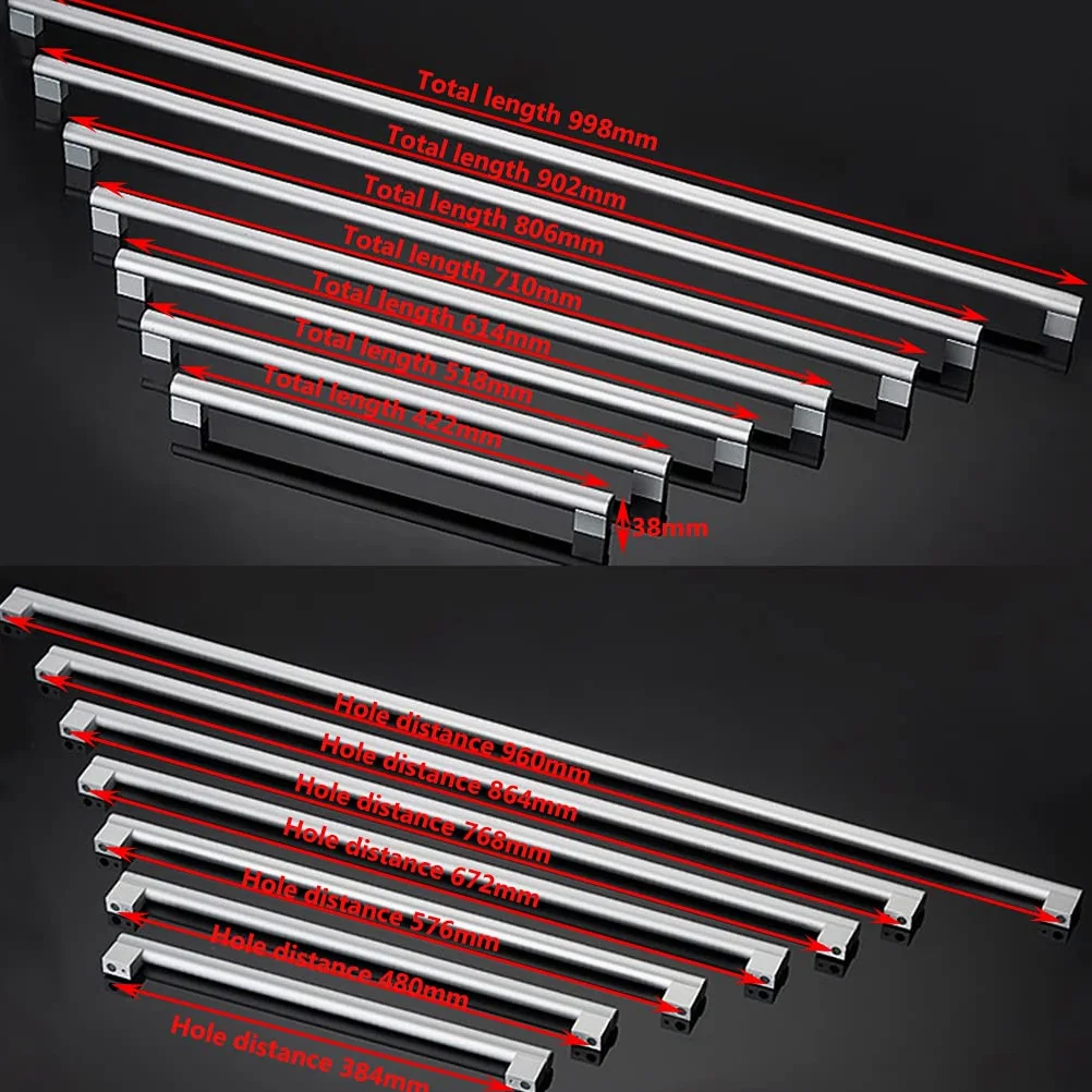Uchwyt do holowania, uchwyt do szafki, 2 szt. Uchwyt do szafy Uchwyty do drzwi ze stopu aluminium Uchwyty do drzwi szuflady, śruby w zestawie (rozstaw otworów 864 mm) (Size : Hole distance 864mm)