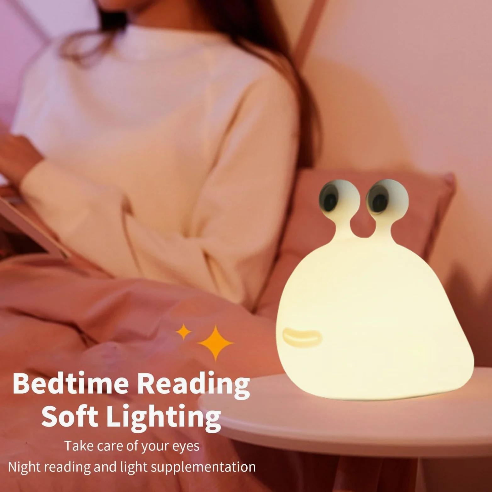 Slug Night Light Slug Lamp dla dzieci, bez BPA ABS i silikonowa lampa do łazienki, regulowana jasność i automatyczne wyłączanie, zabawny prezent na noc dla chłopców dziewczynek