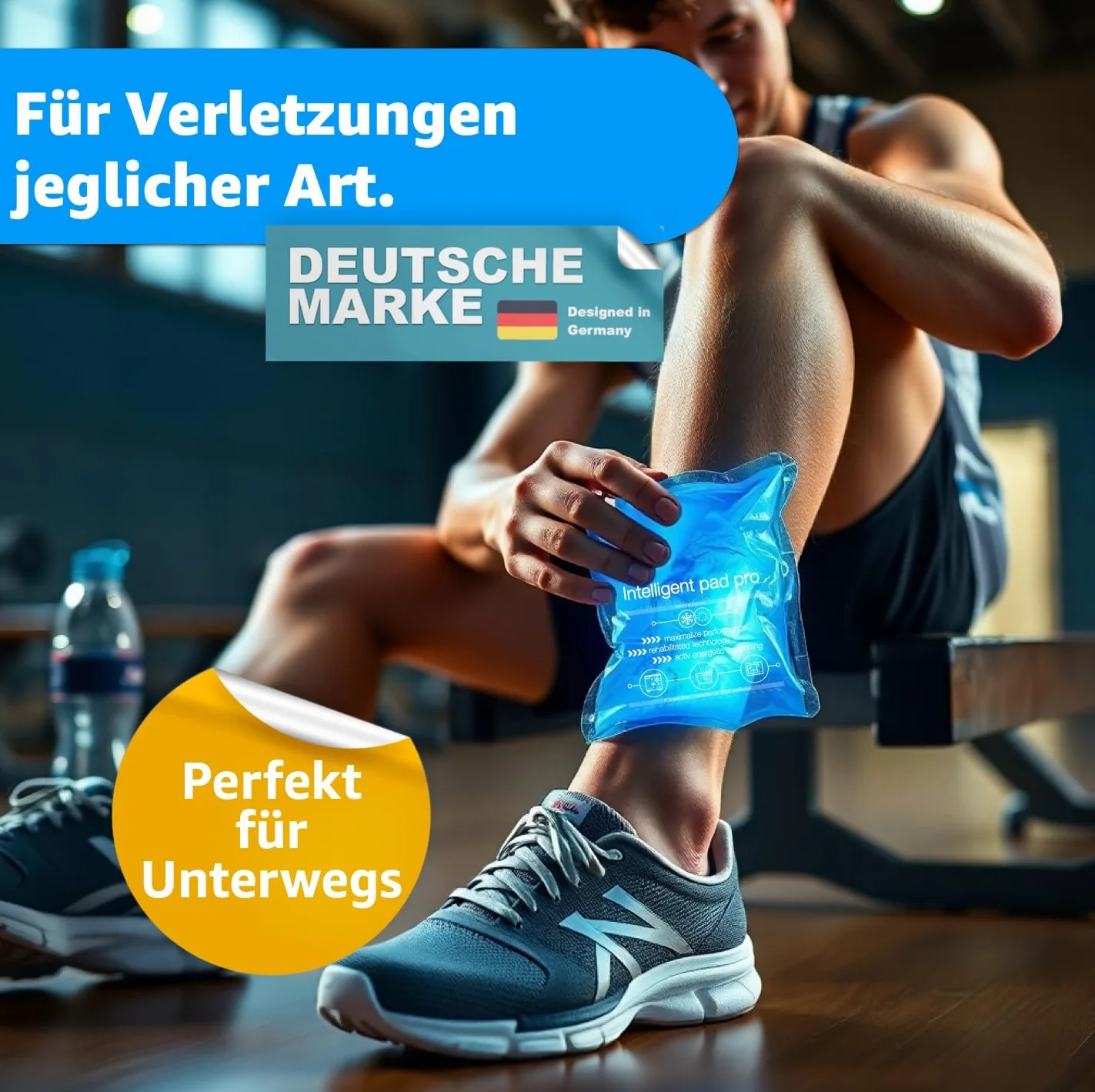 TK Gruppe Timo Kingler Zestaw Okładów Chłodzących - MADE IN GERMANY - Żelowe Wkłady Chłodzące, Mała & Duża Poduszka Grzewcza & Kompresy Chłodzące - Poduszka Chłodząca - (2x Niebieski - 29x12 cm)