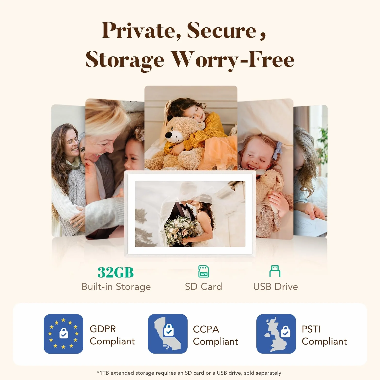 Pexar by Lexar 2K cyfrowa ramka 11-calowy ekran dotykowy IPS Wi-Fi 32 GB