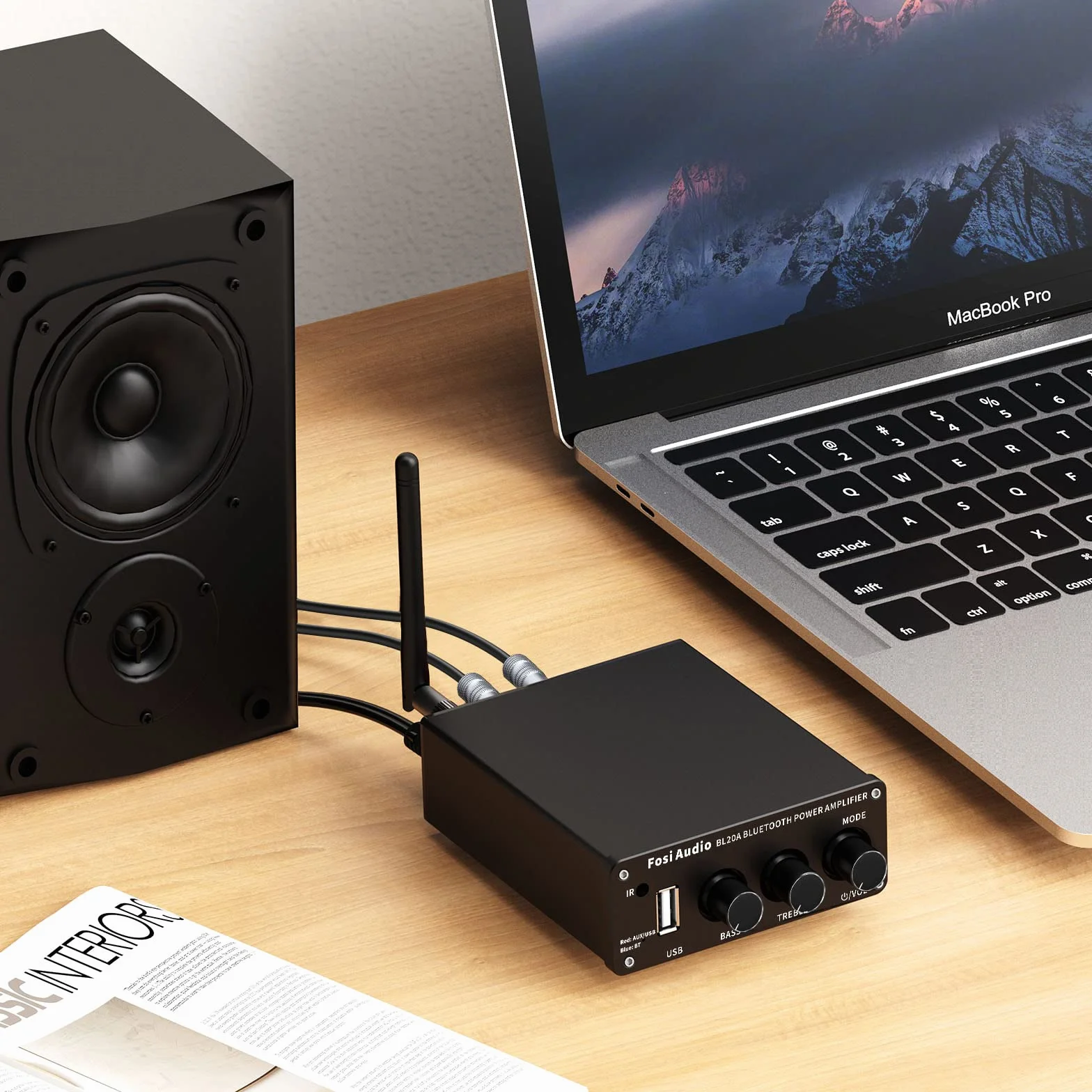 Fosi Audio BL20A 200W Bluetooth 5.0 Wzmacniacz stereo Mini Hi-Fi Class D Zintegrowany