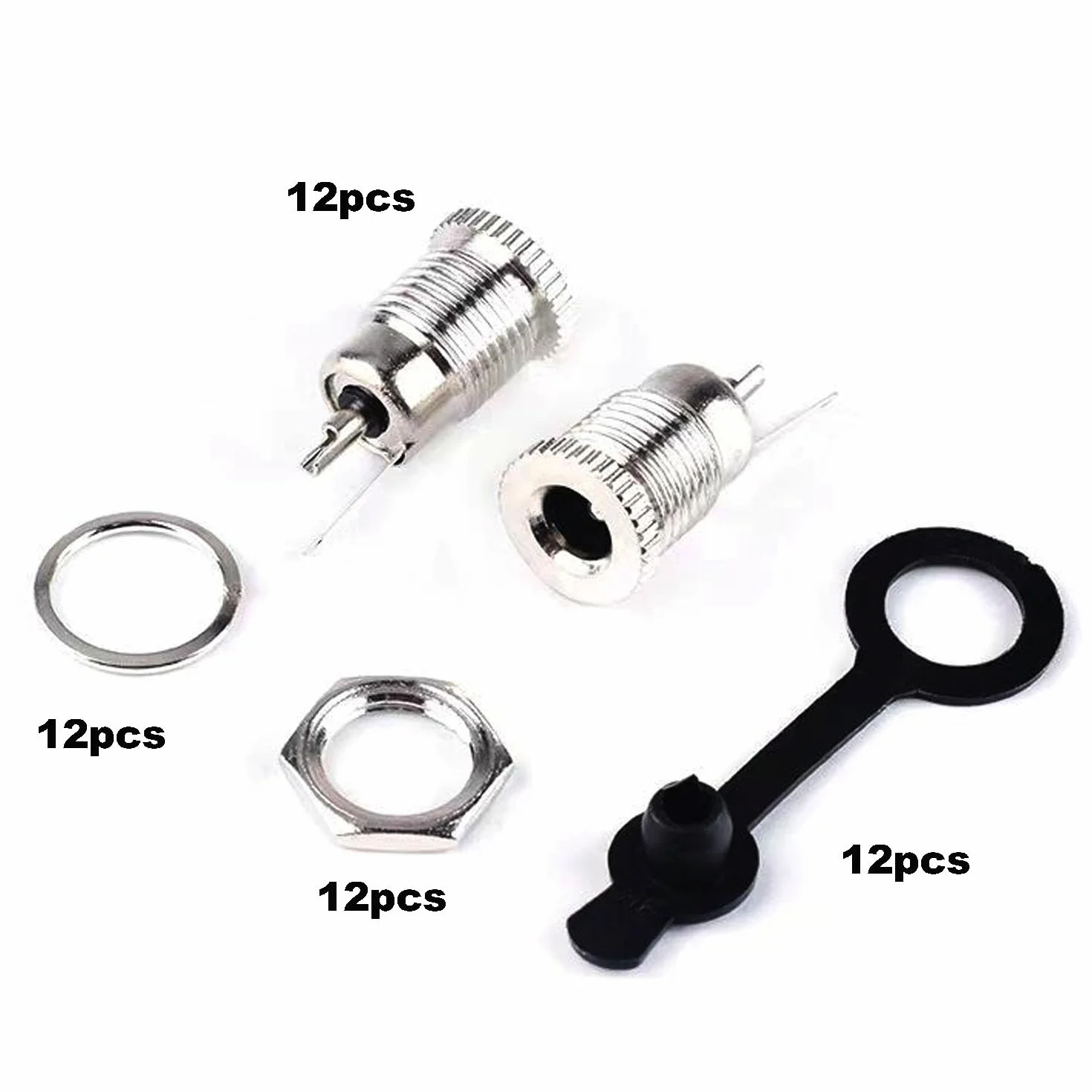 RUNCCI-YUN 12 sztuk żeńskich gniazd DC 5,5 mm x 2,1 mm 12 V z wodoodporną nasadką