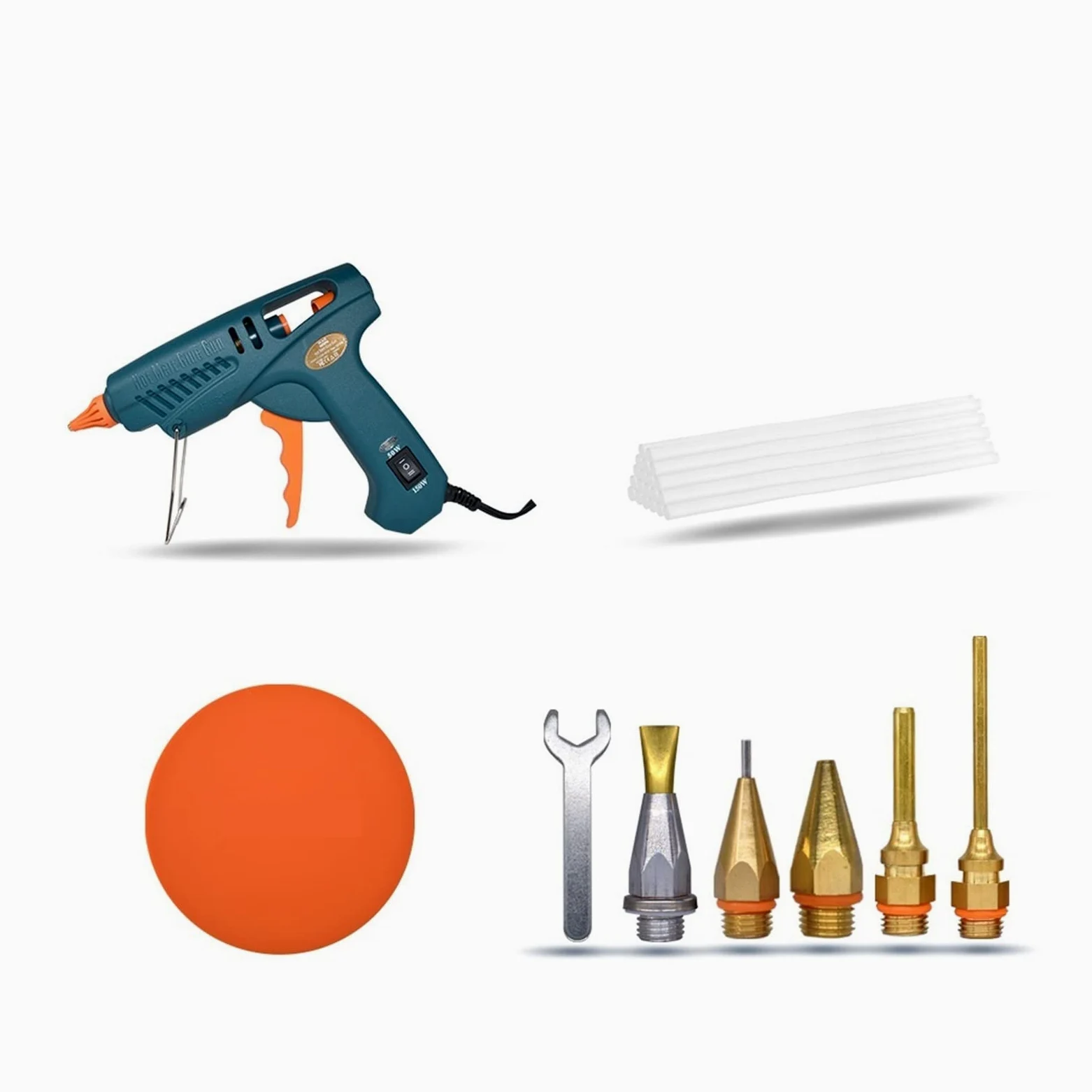 Pistolet na gorący klej, Pistolet do klejenia na gorąco 15 w 1 zestaw narzędzi pistolet silikonowy 50 W/OFF/150 W przełącznik do naprawy rzemiosła DIY użyj 11mm klej w sztyfcie czysta miedź dysza(SET-