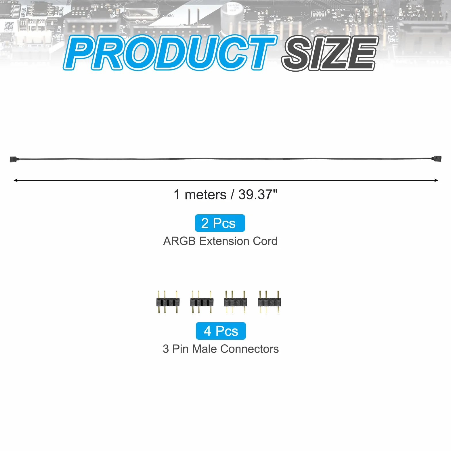 QUARKZMAN Kabel przedłużający ARGB 5V 39" 3-pinowy Żeński na żeński do wentylatora PC LED, czarny