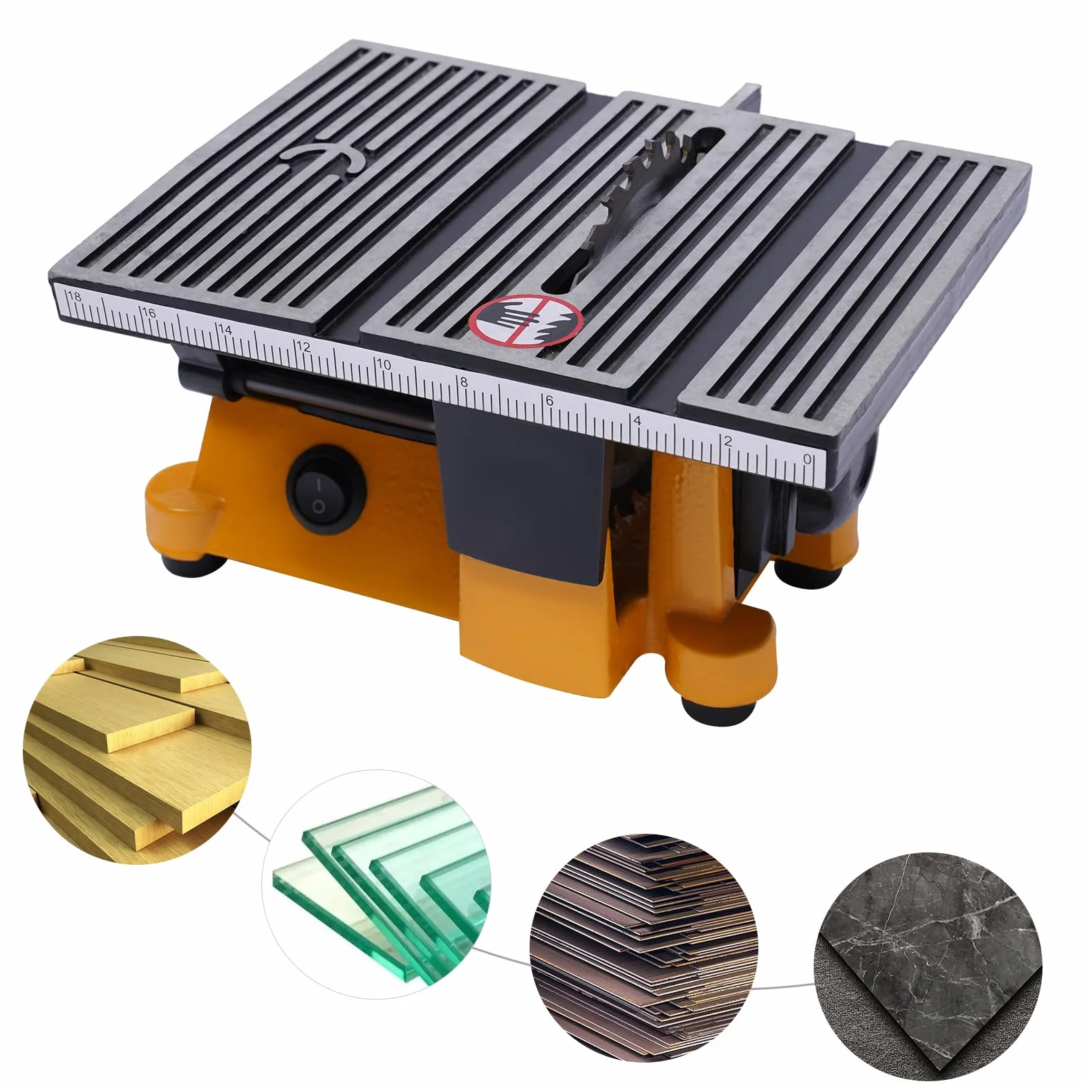 Mini stołowa pilarka tarczowa, wysokość cięcia 5/8", 220 V, średnica brzeszczotu 10 cm, przenośna, precyzyjna piła stołowa, do tworzywa sztucznego, drewna, szkła, kamienia, sklejki, płyt OSB, płyt