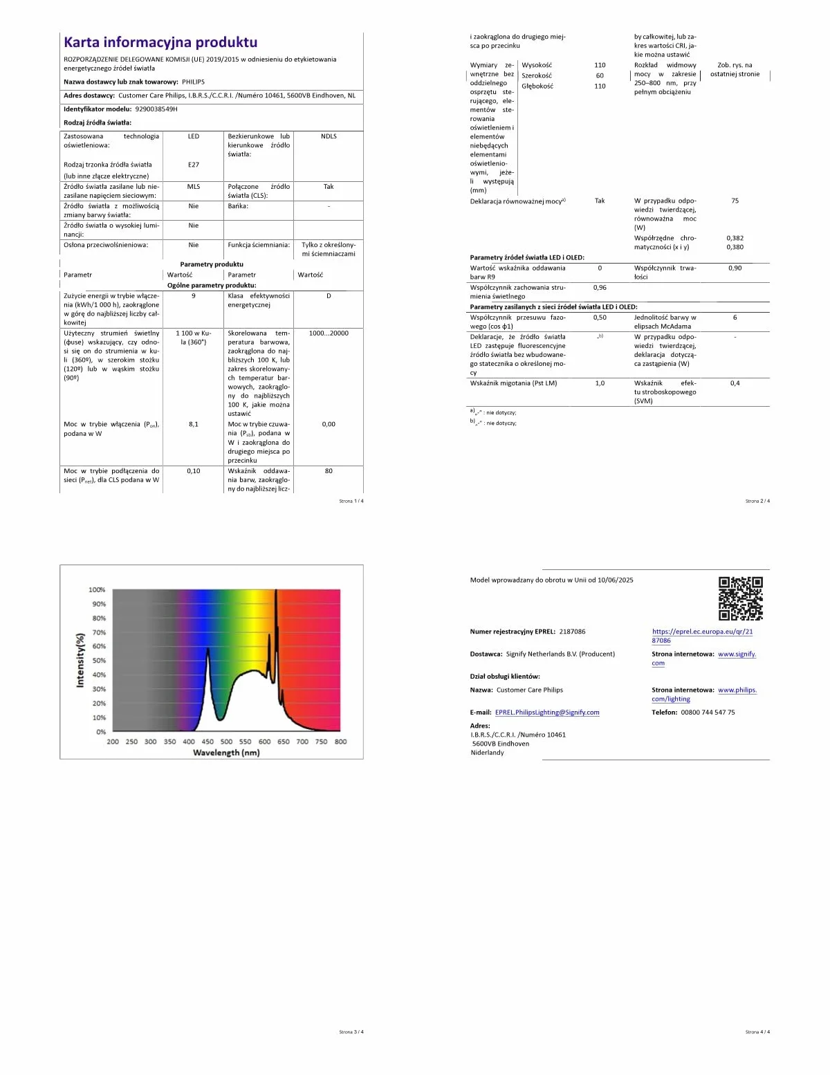 Żarówka Philips Hue Smart LED A60, White Ambiance, trzonek E27, 8,1 W, pełne spektrum światła 1000K–20000K, 1100 lumenów, przyciemnianie, działa z Alexa, Google Assistant i Apple Home, op. 2 szt.