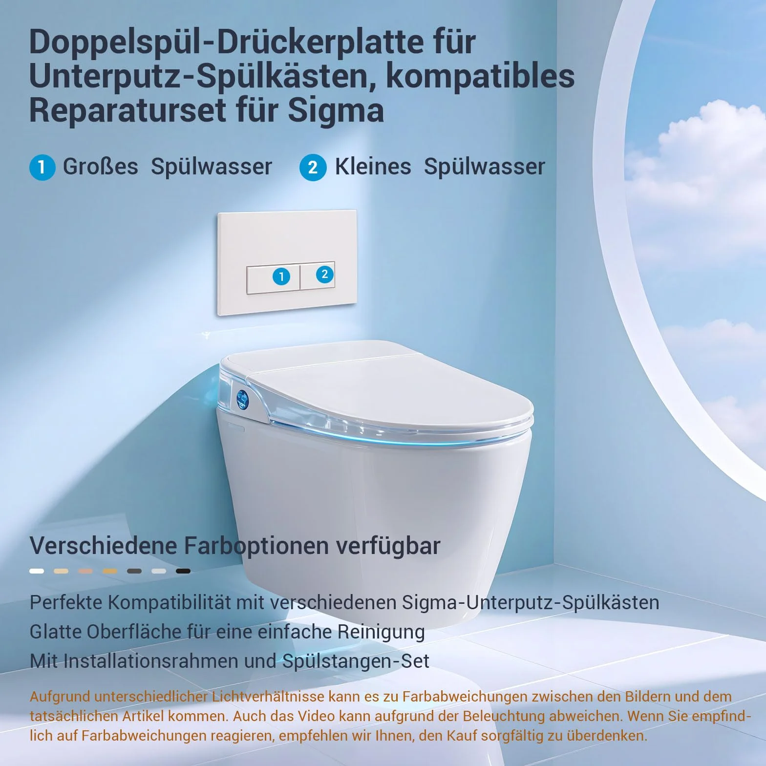 Panel przycisków Panel przycisku spłuczki Akcesoria do zbiorników WC kompatybilny z Geberit Sigma01, UP300 i UP320, funkcja podwójnego spłukiwania.(Biały)
