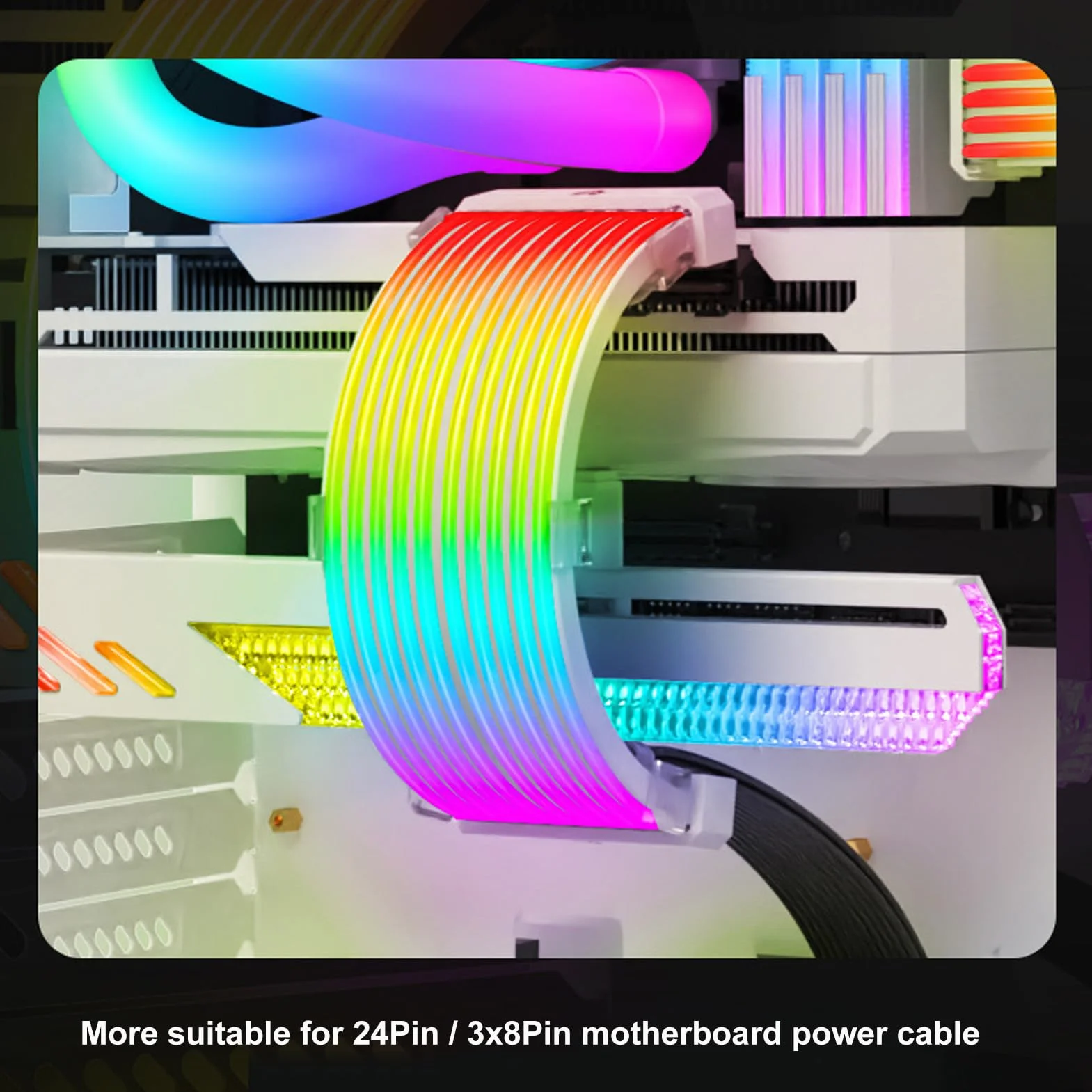 Kable Zasilacza RGB, 5V 3-pinowy Kabel Zasilający Płyty Głównej ARGB, Przedłużacz Zasilania RGB Zsynchronizowany Kabel Zasilacza do Złącza Płyty Głównej, Niestandardowa Biała