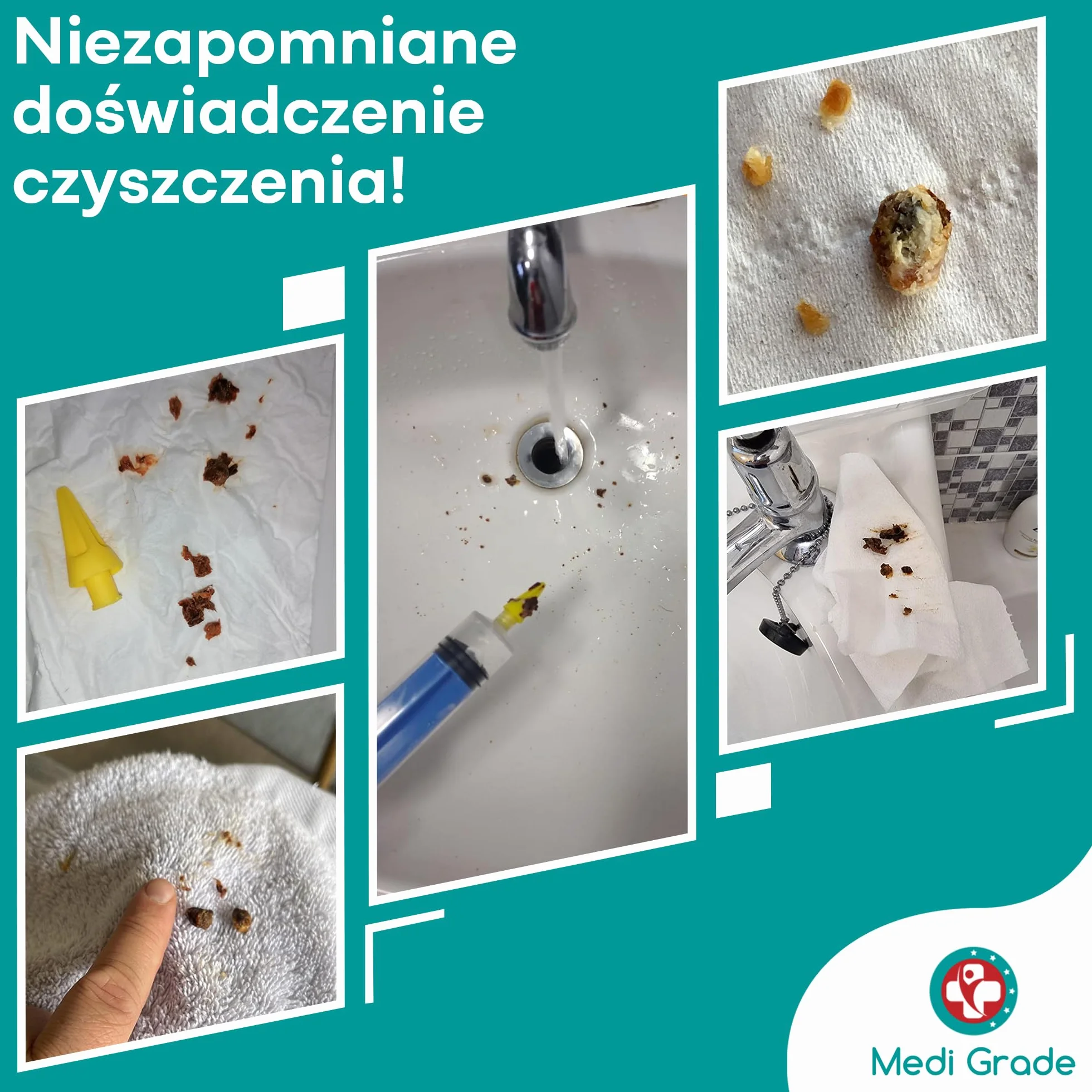 Zestaw do Czyszczenia z Uszu – Bezpieczne Usuwanie Wosku z Uszu od Medi Grade - Zestaw do Płukania Uszu Zawiera Strzykawkę 60 ml, 3 x Miękkie Końcówki Quad-Stream