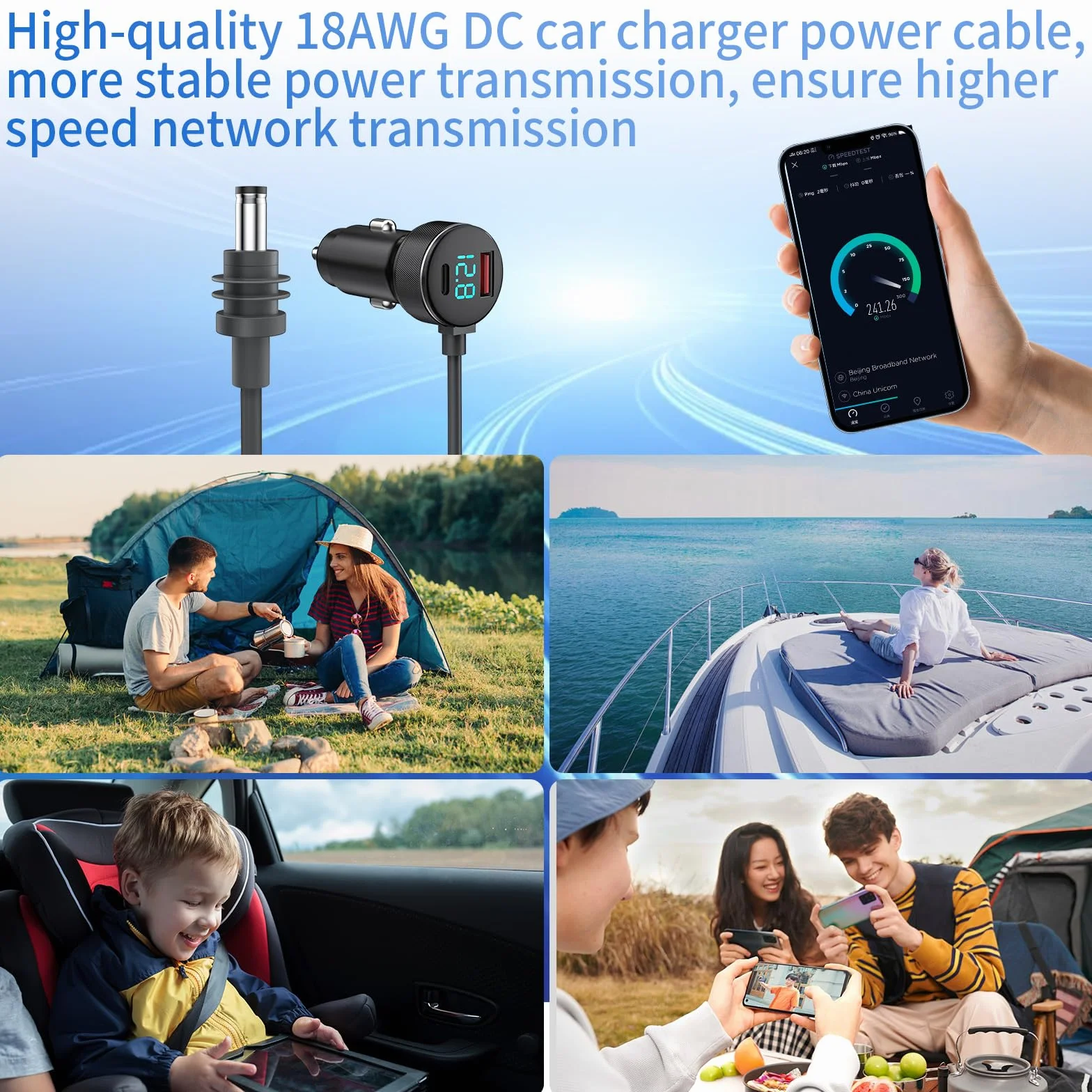 Starlink Mini Samochodowy Kabel Zasilający 3 m, Cyfrowy Wyświetlacz DC (12 V-24 V), Wodoszczelny, 18 AWG, Do Satelitarnego Zasilania Samochodów i Ciężarówek