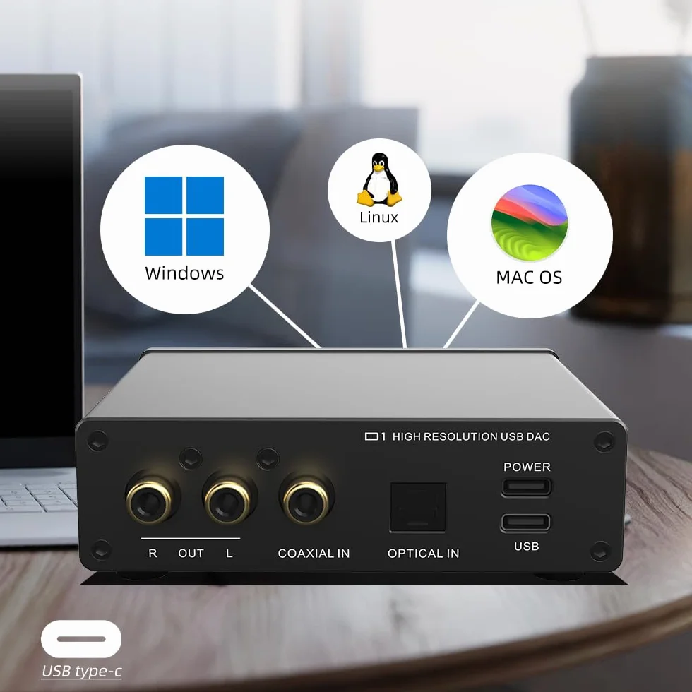 SMSL D1 Dekoder audio USB koncentryczny światłowodowy 768kHz 32bit BD34352EKV