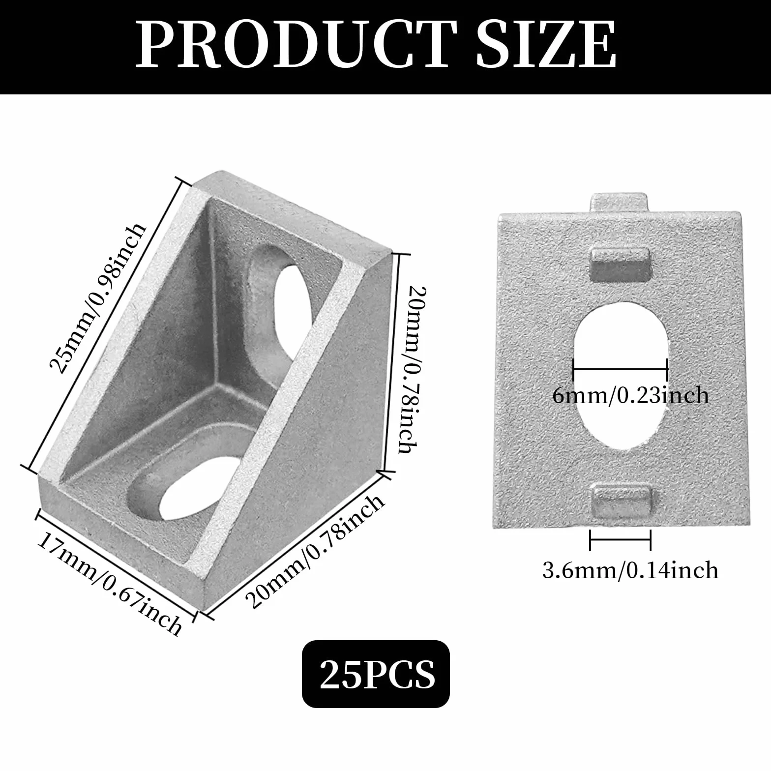 25 szt. 2020 wspornik narożny stop aluminium kształt litery L prosty przegub klamrowy wytłaczanie 20 x 20 mm